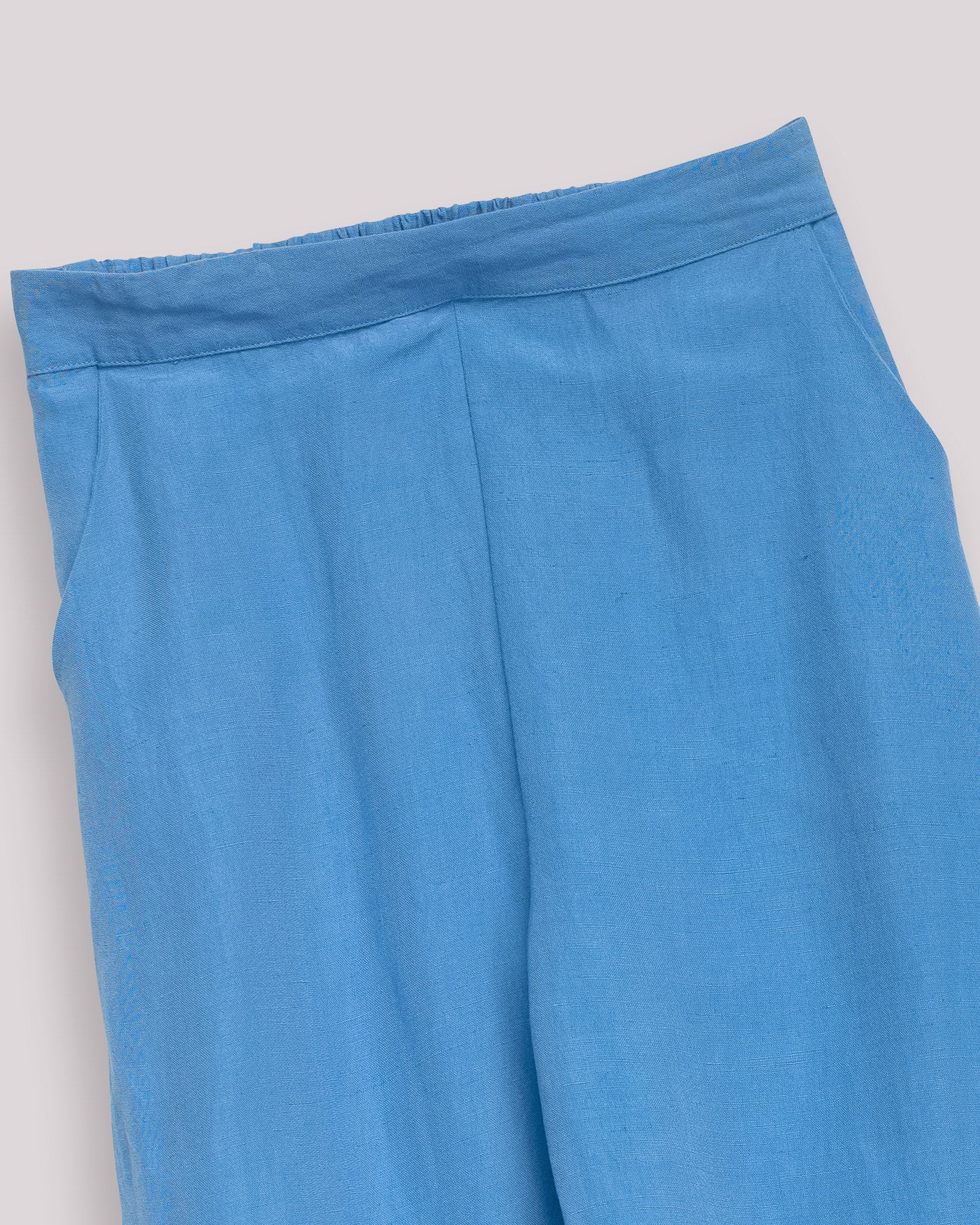 Calças Retas Fluidas de Cintura Elástica com Detalhe Decorativo Lateral Azul-7