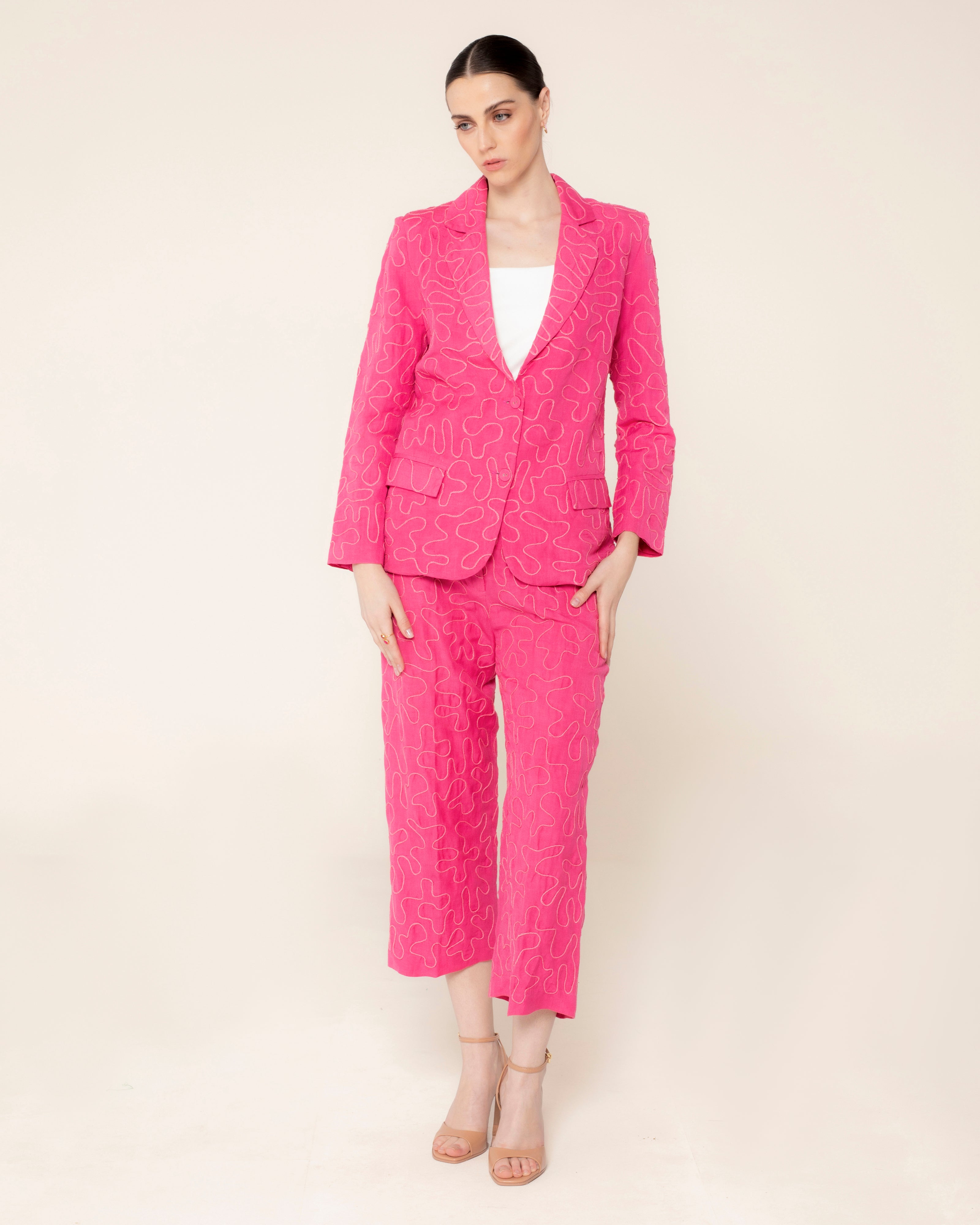 Blazer Bordada Ajustada Dory Rosa-2