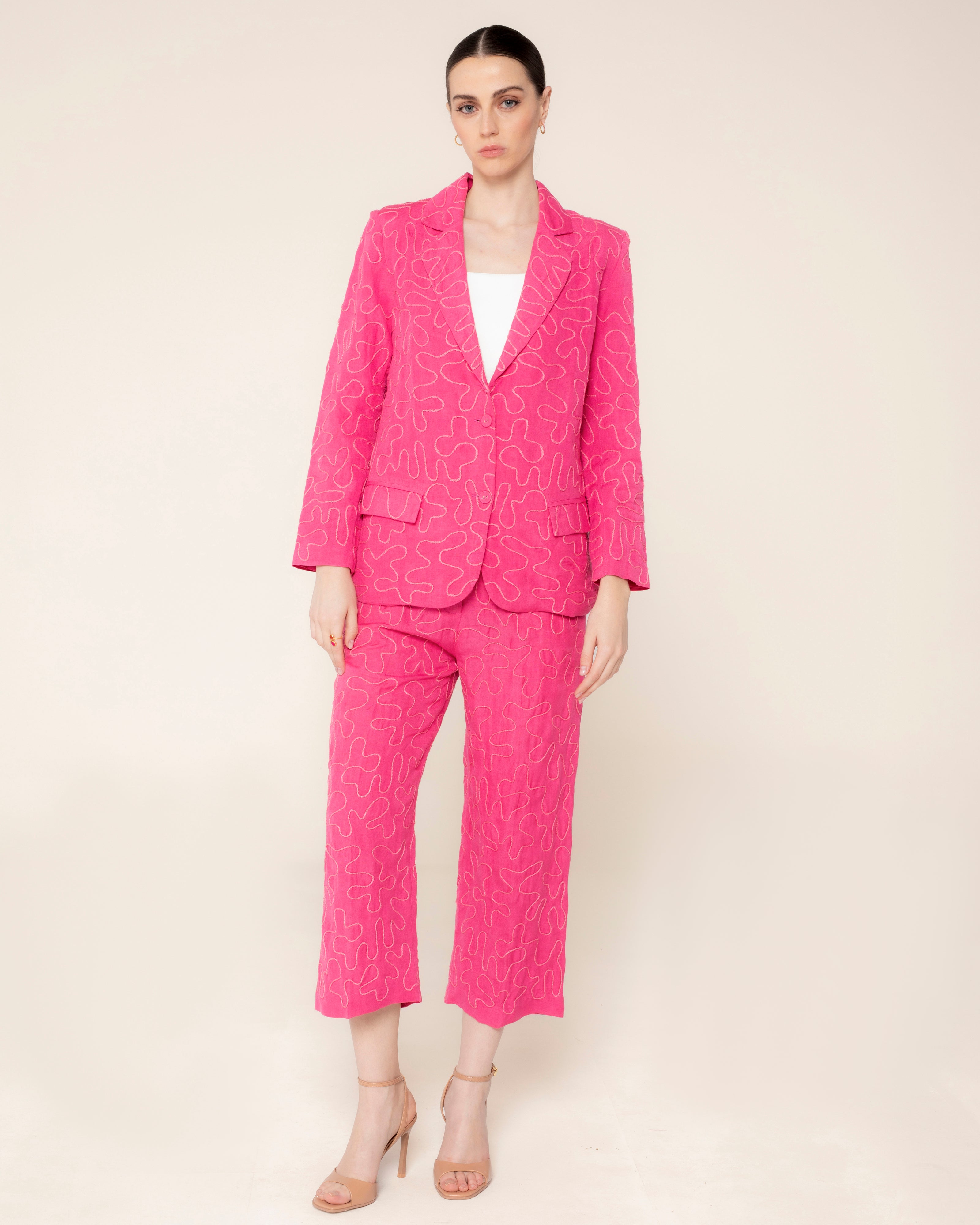 Blazer Bordada Ajustada Dory Rosa-5
