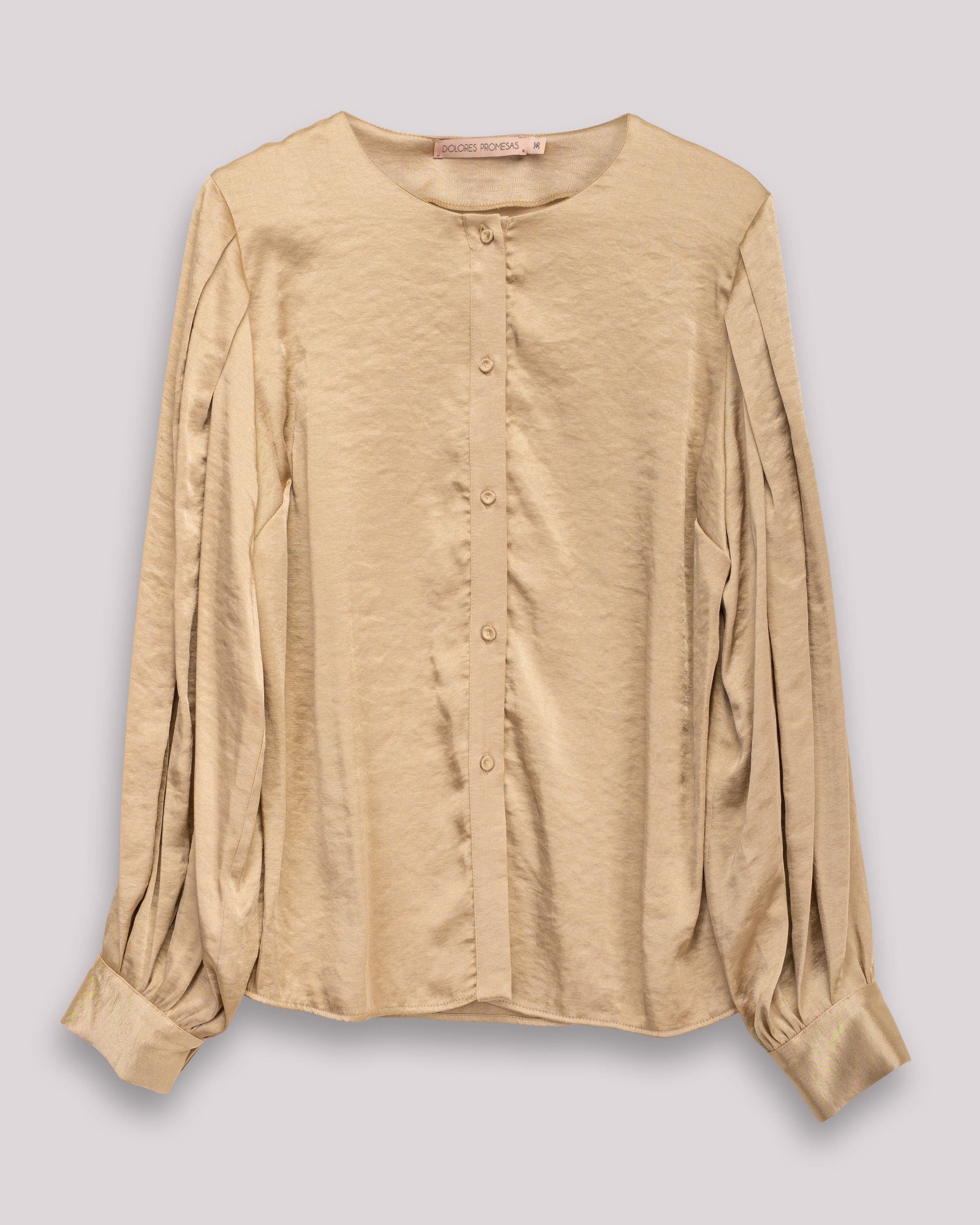 Blusa Romântica com Mangas Abalonadas Vega Ouro-7