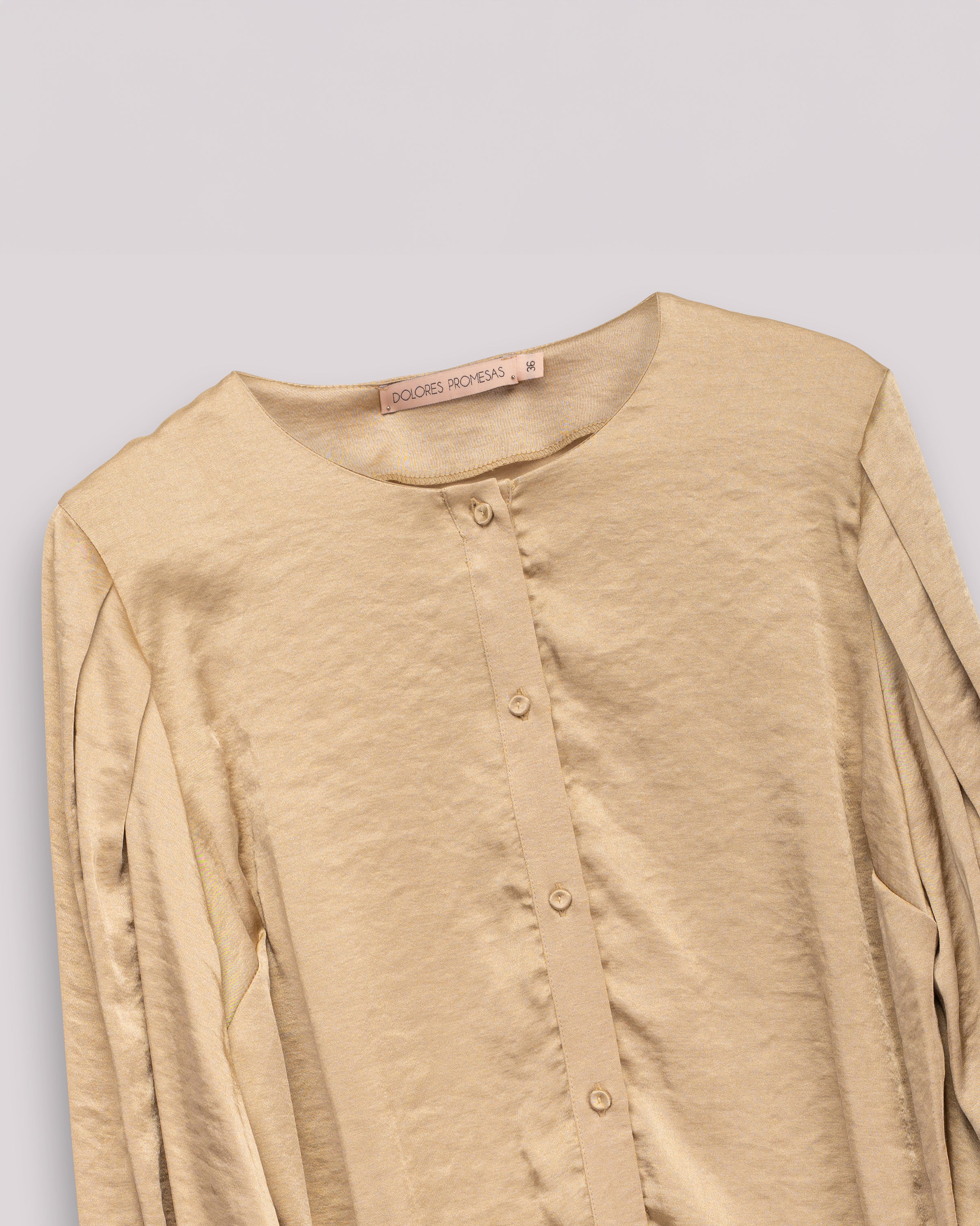 Blusa Romântica com Mangas Abalonadas Vega Ouro-8