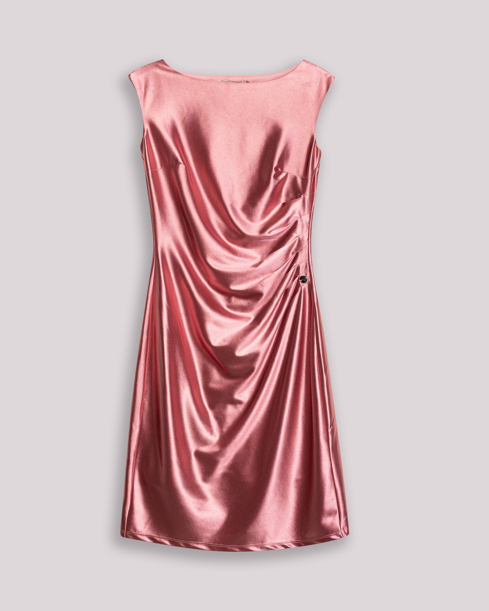 Vestido Curto Elle Metalizado com Drapeado na Cintura Rosa-9