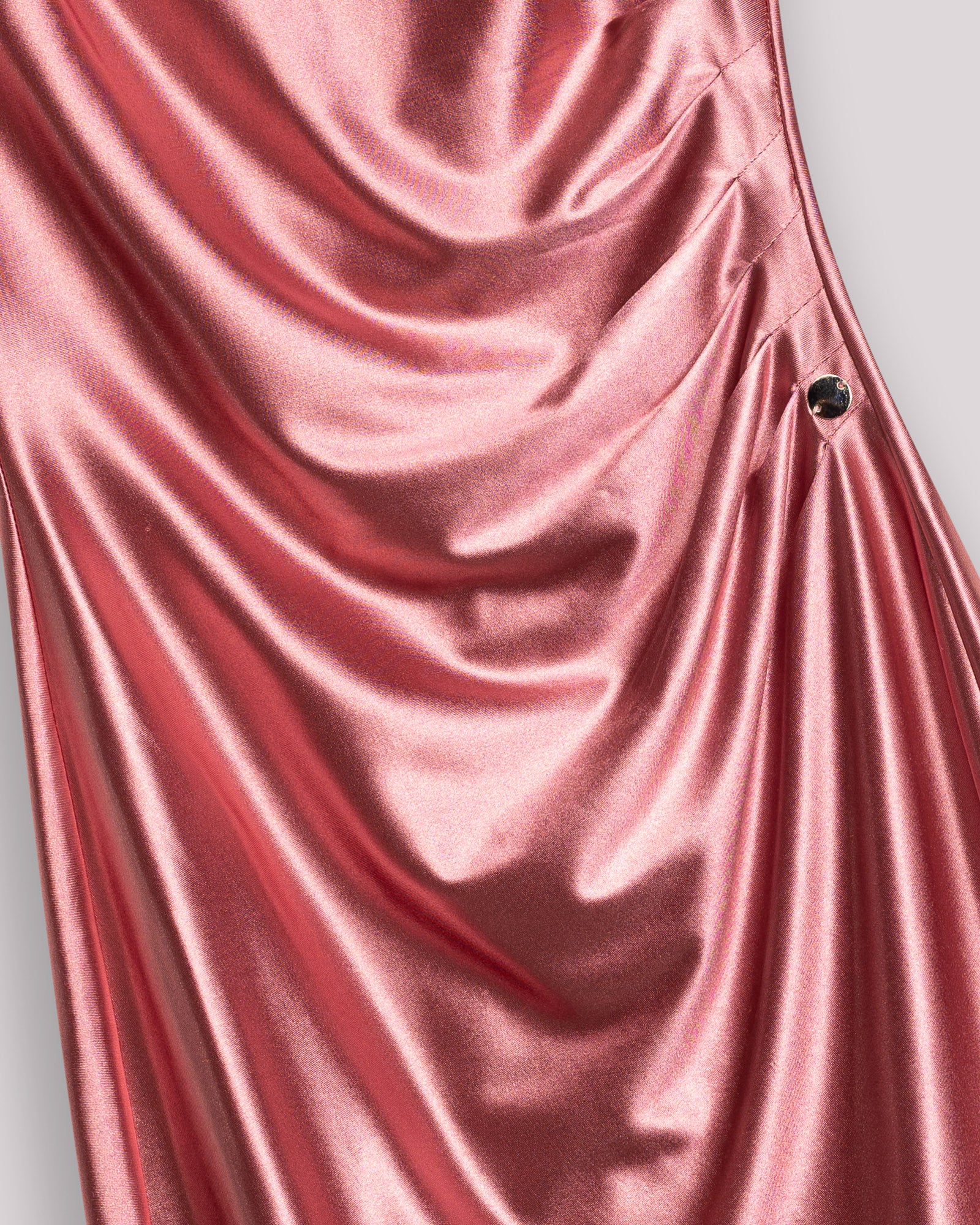 Vestido Curto Elle Metalizado com Drapeado na Cintura Rosa-10
