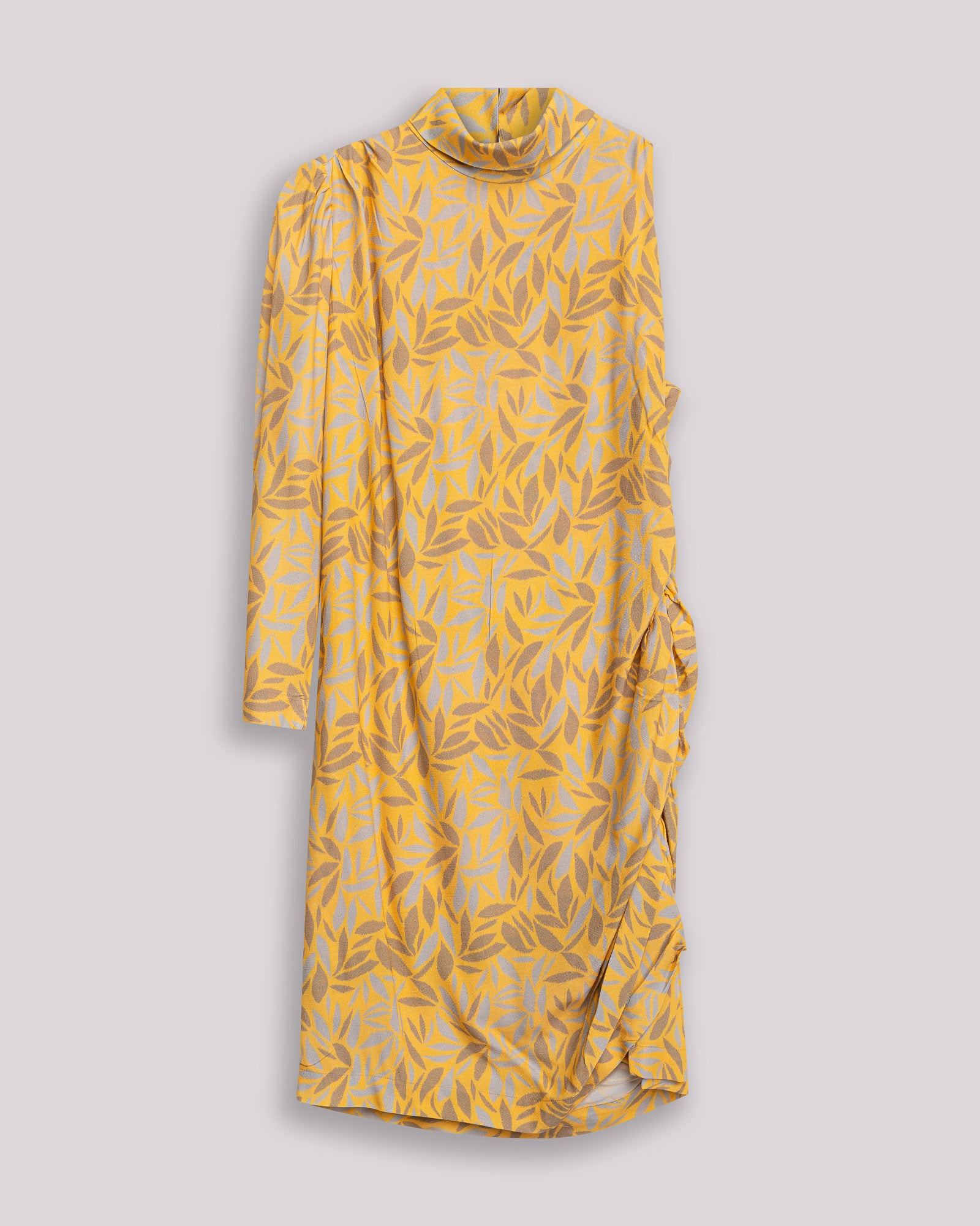 Vestido Curto Dune com Estampado Assimétrico e Alça Larga Amarelo-10