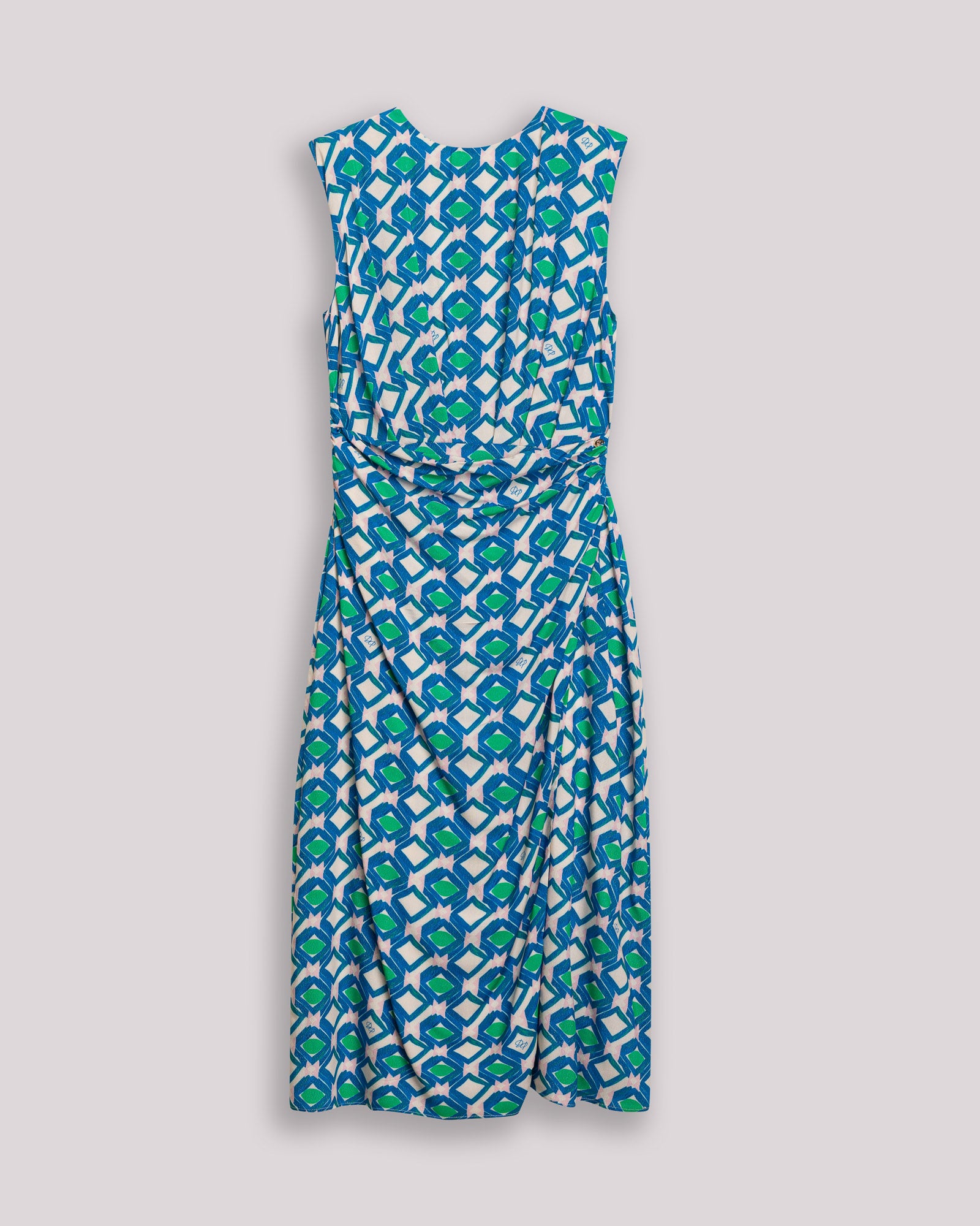 Vestido Midi Eda Estampado com Decote Redondo e Ombreiras Multicolor-7