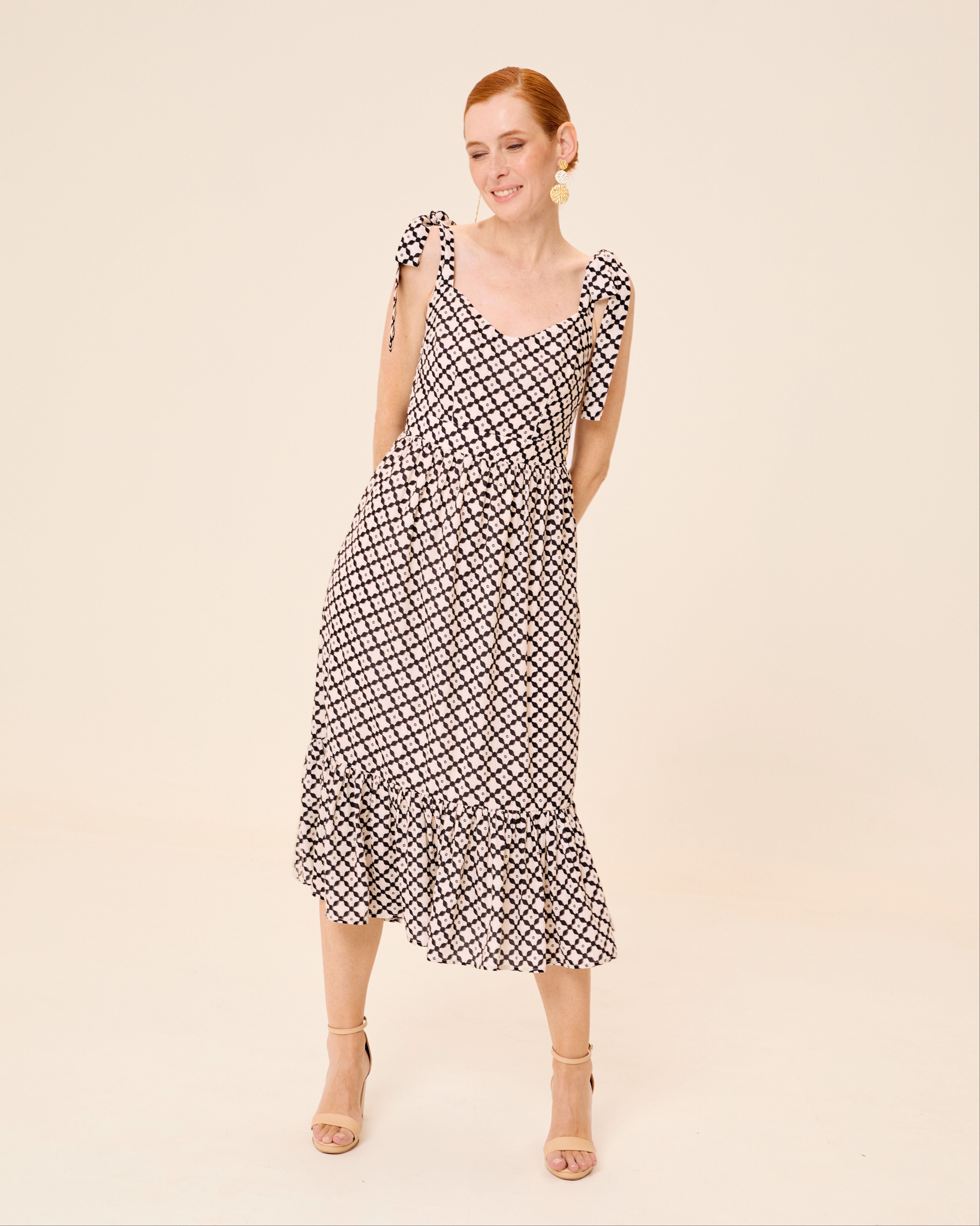 Vestido Midi Tropez Estampado com Folho na Bainha e Decote Coração Multicolor-3