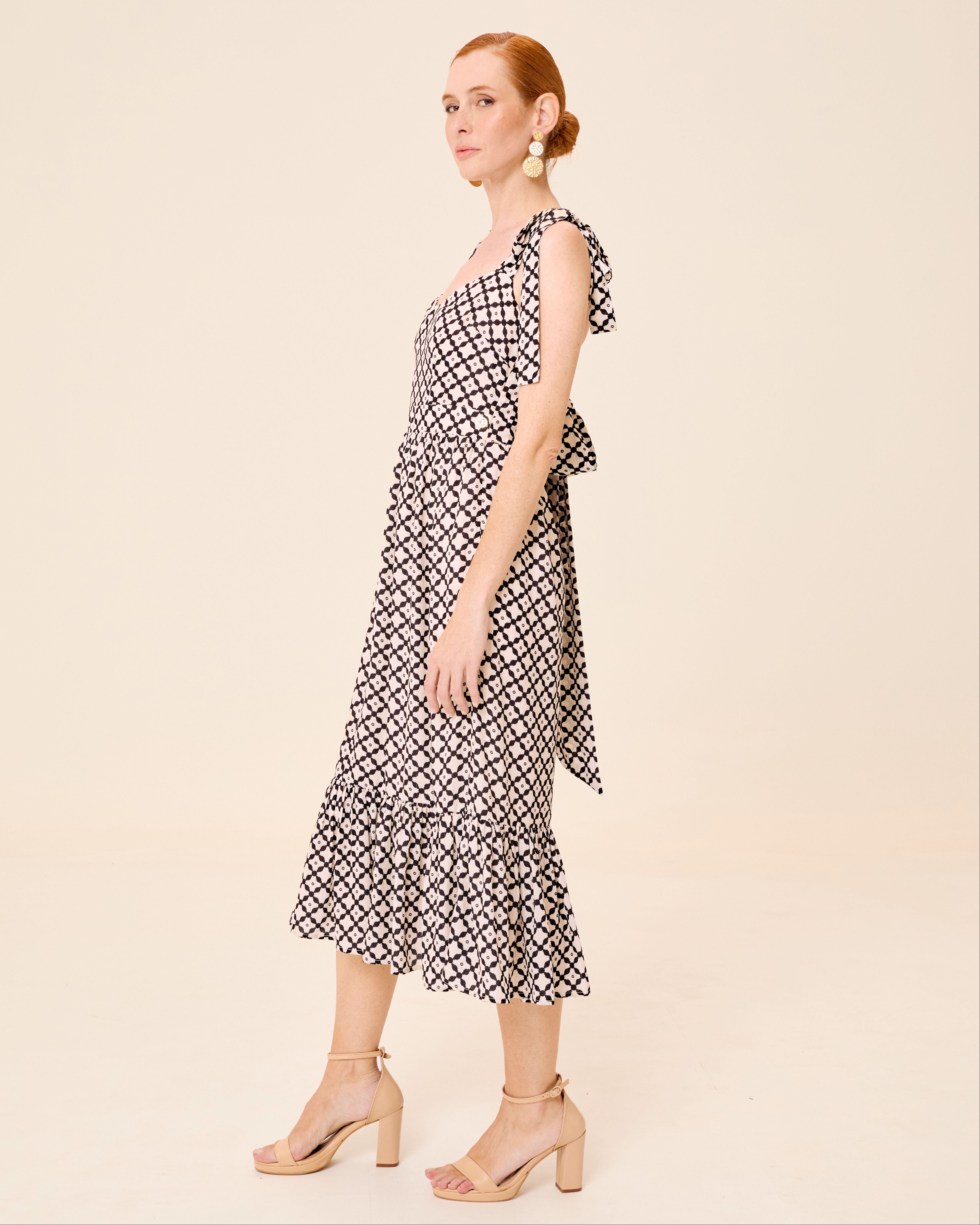 Vestido Midi Tropez Estampado com Folho na Bainha e Decote Coração Multicolor-4