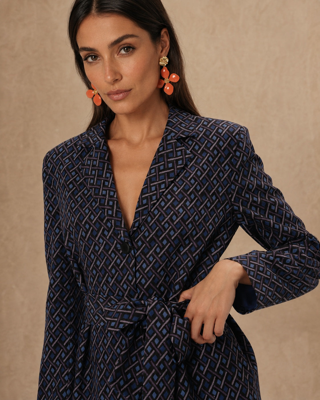 Imagem 0 de Blazer Cruzado com Estampado Geométrico