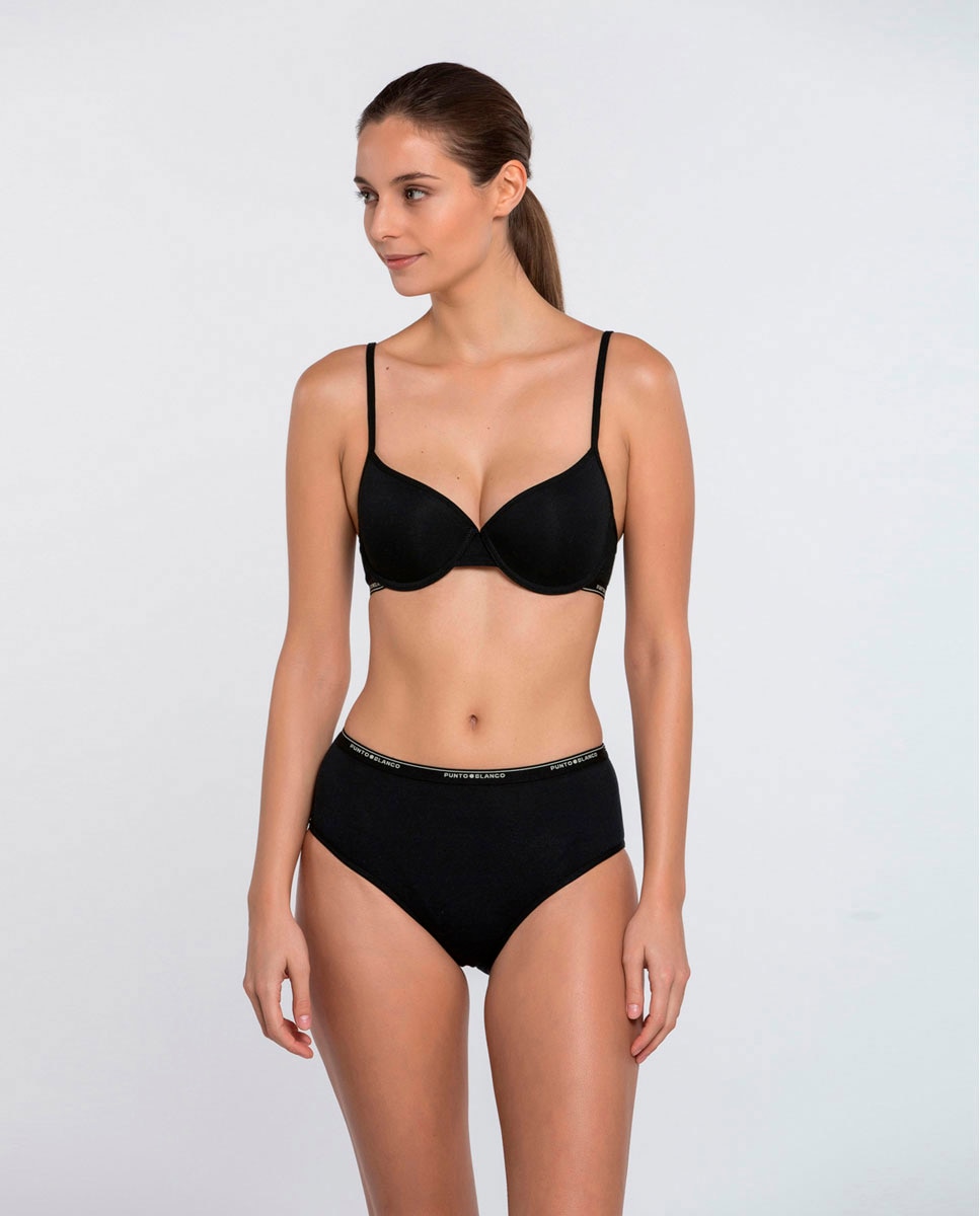 Cueca Alta de Algodão Preto-4