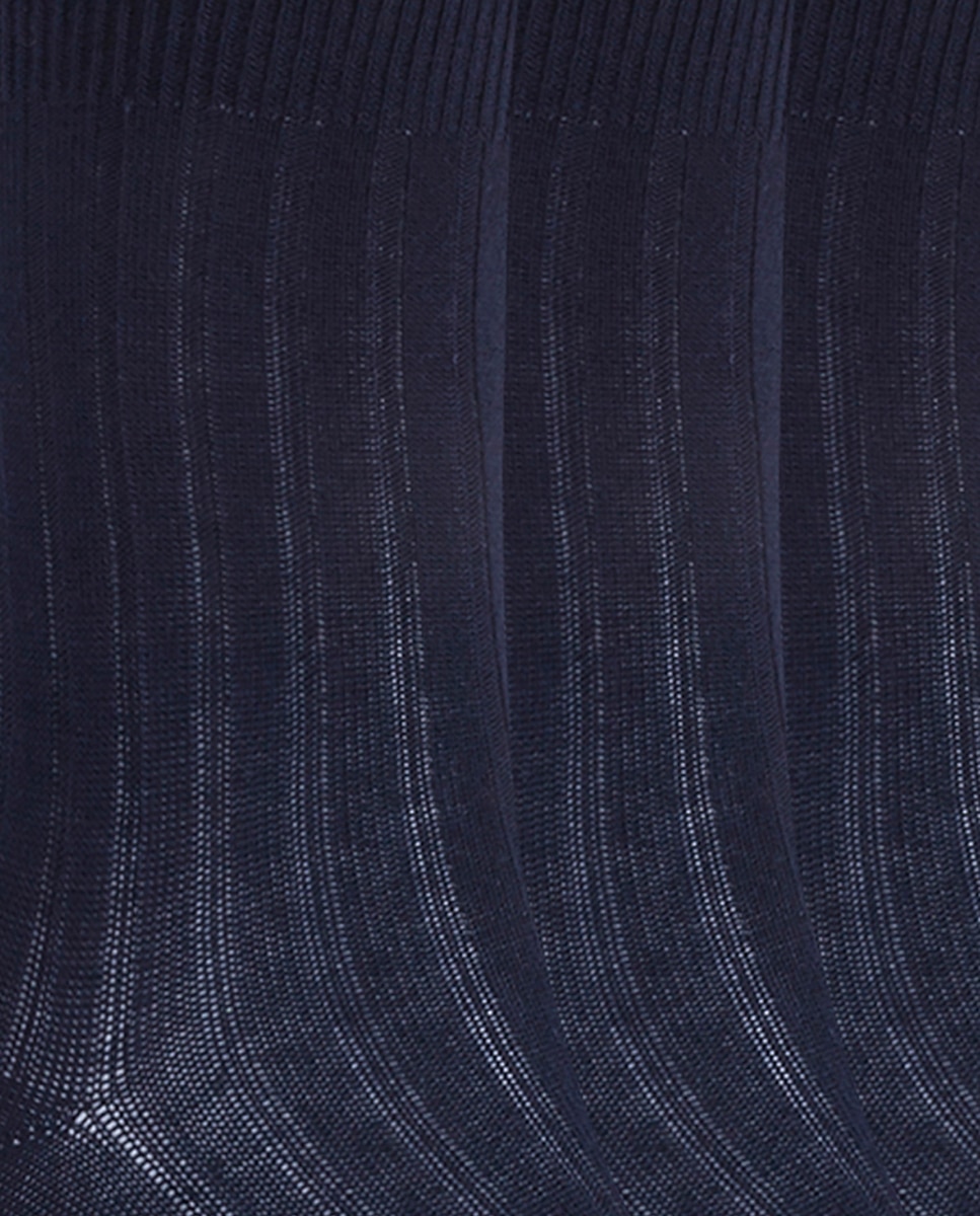 Pack com 6 Meias de Algodão com Canelado Basix Azul-2