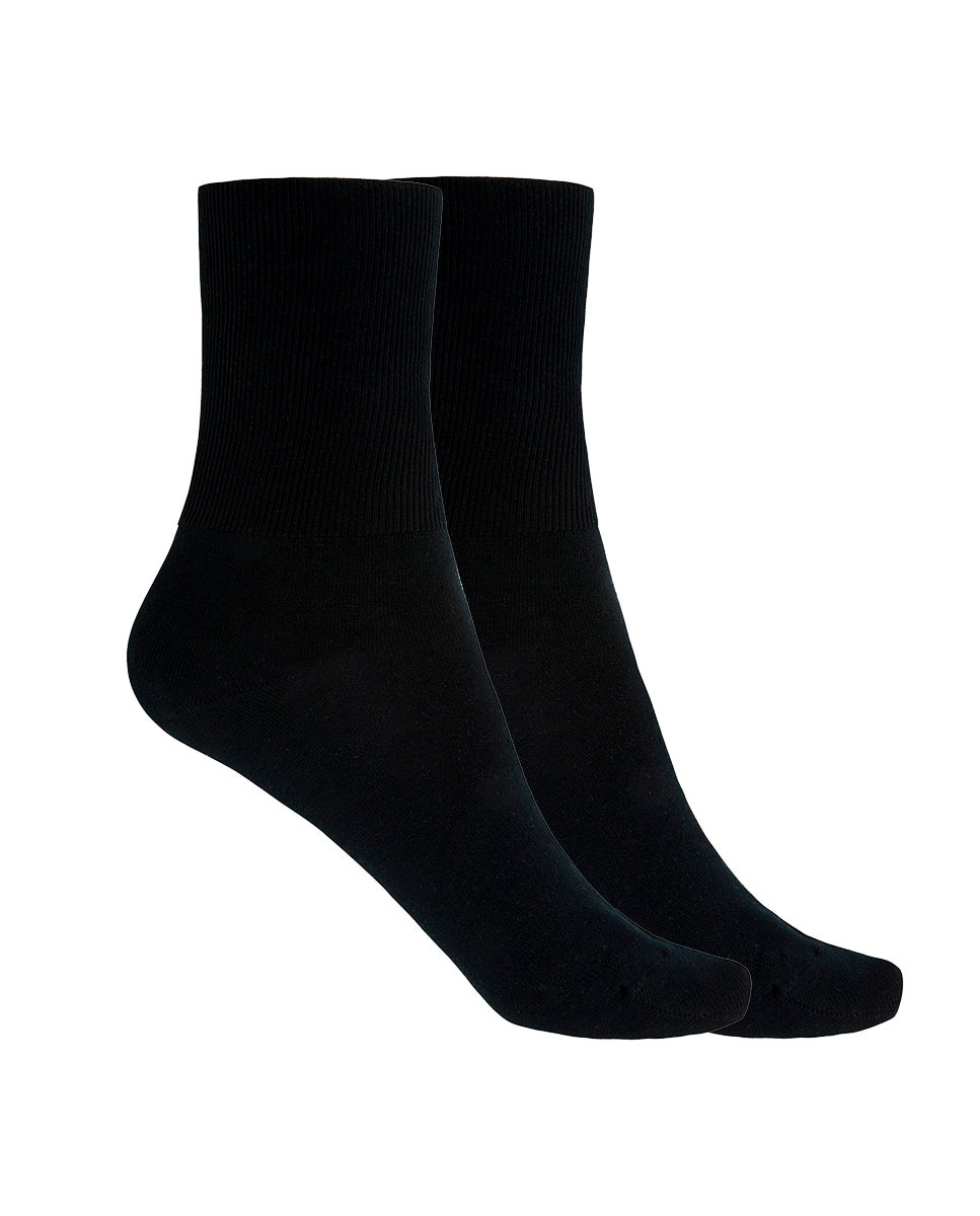 Pack de 2 Pares de Meias de Algodão Mercerizado de Canelado Preto-1