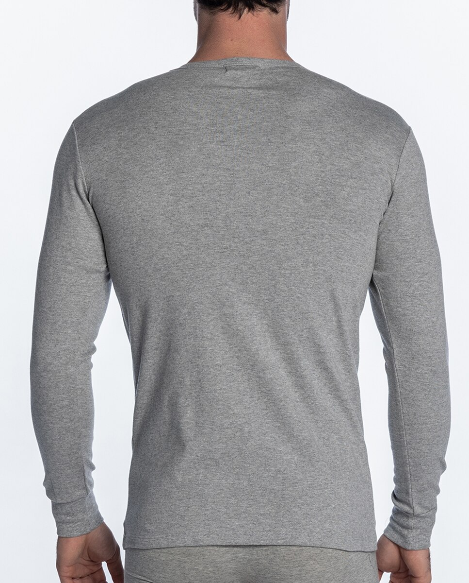 T-shirt de Manga Comprida Cinzento-2