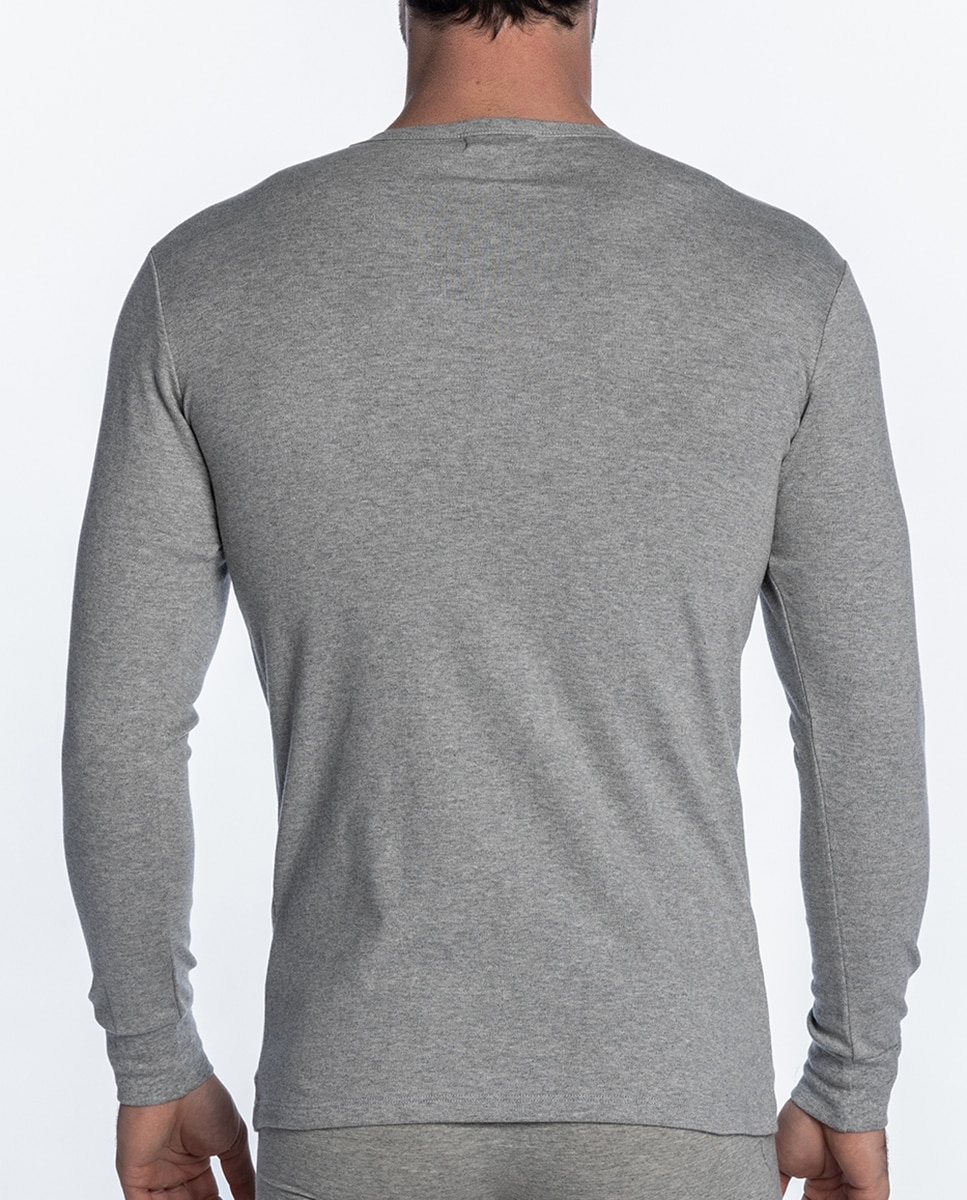 T-shirt de Manga Comprida Cinzento-2