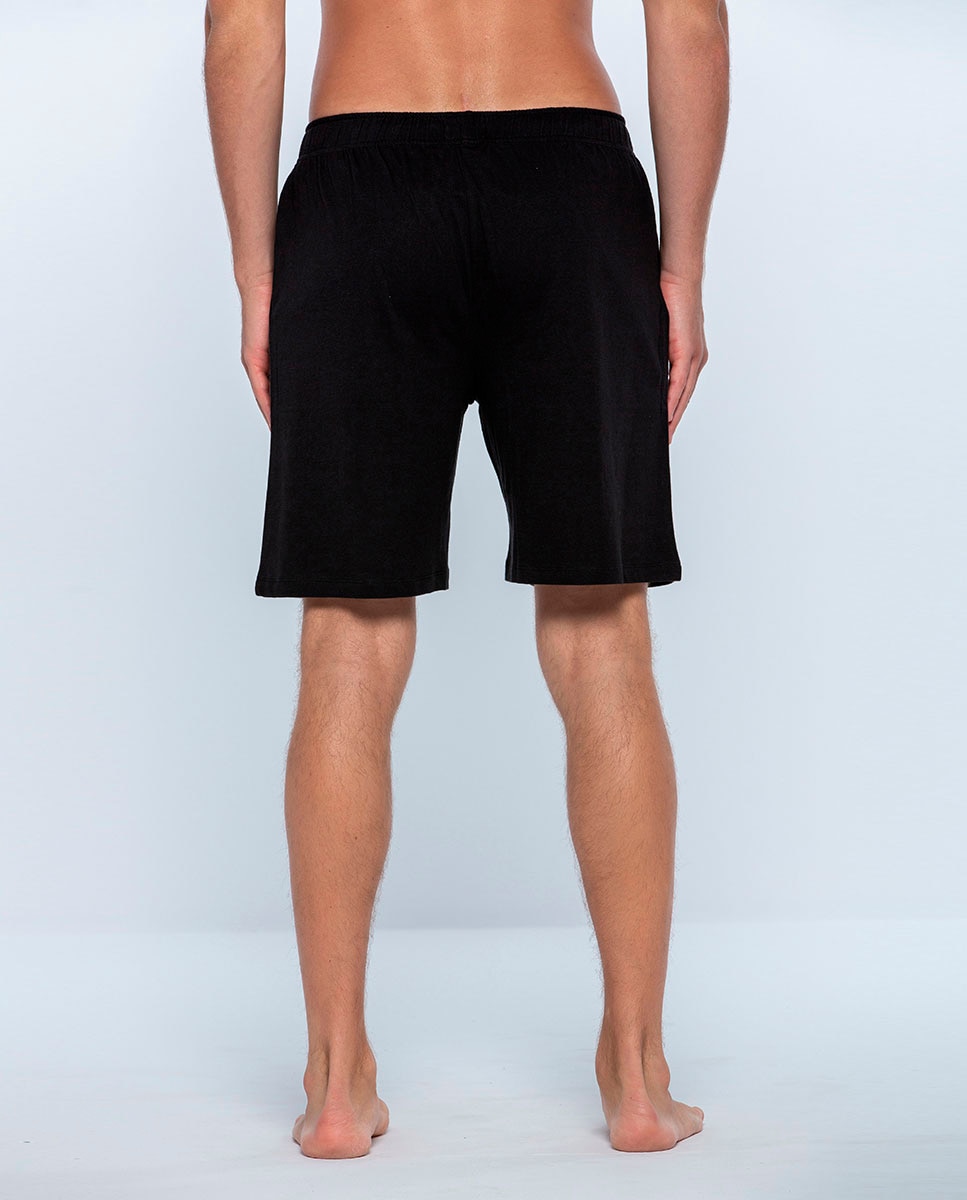 Calças de Pijama Curto de Malha Preto-2