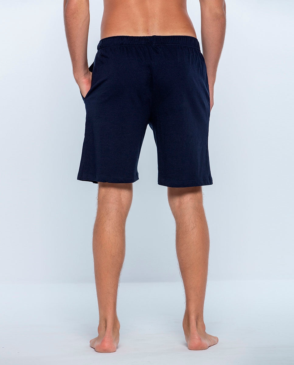 Calças de Pijama Curto de Malha Azul-marinho-2