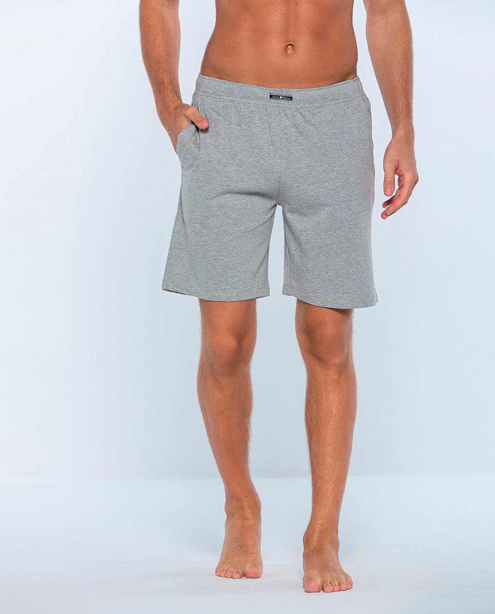 Calças de Pijama Curto de Malha Cinzento-1