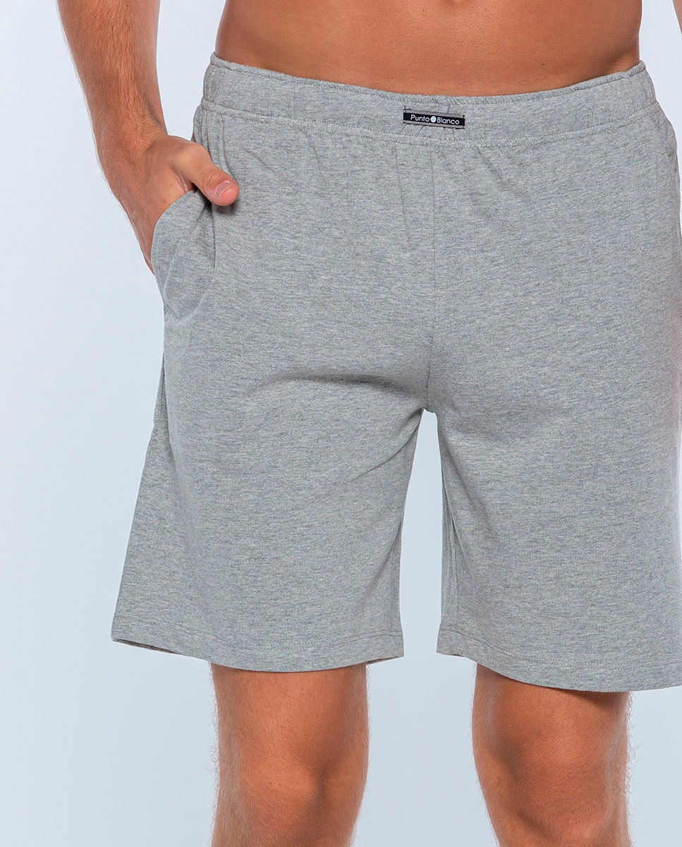 Calças de Pijama Curto de Malha Cinzento-3