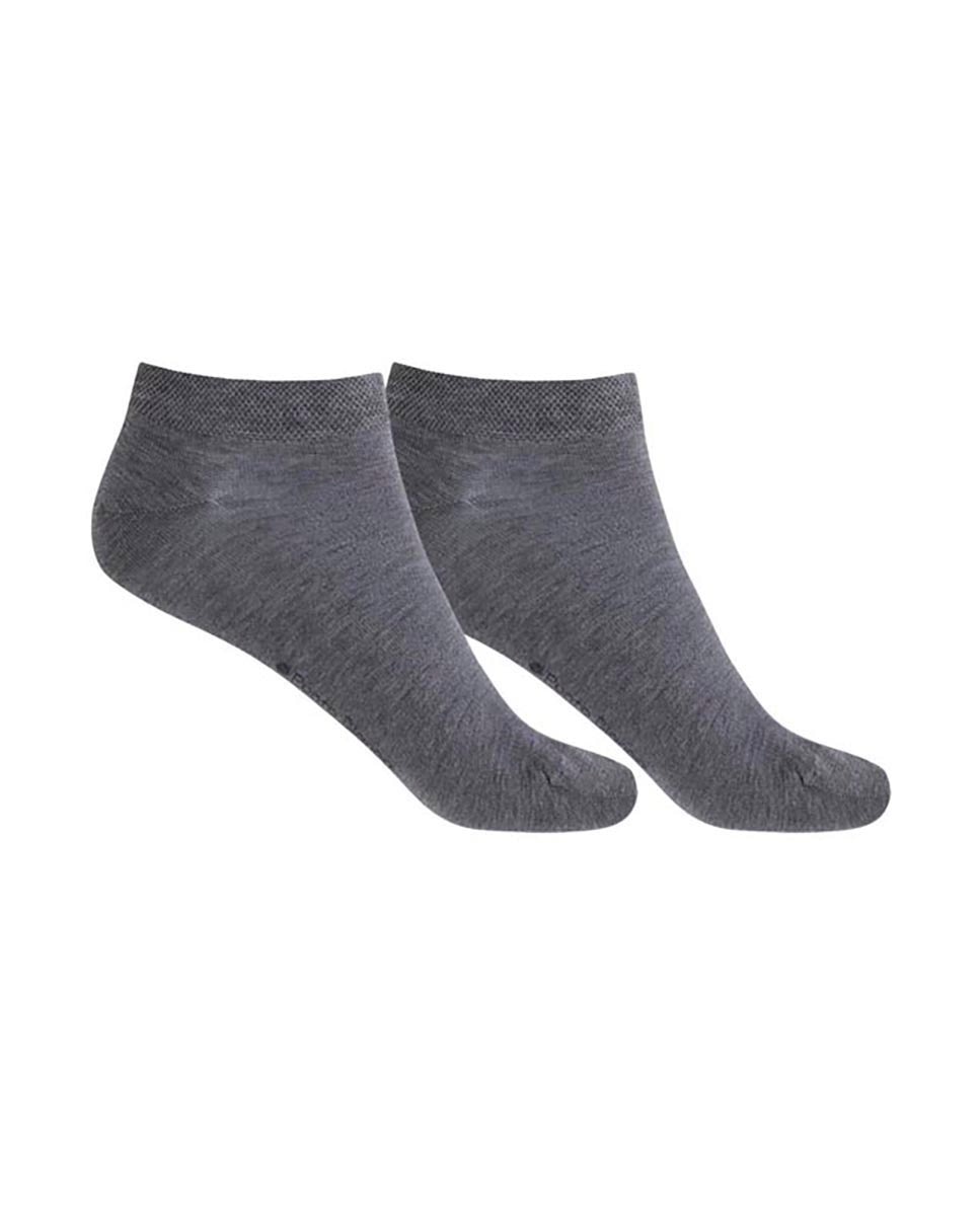 Pack de 2 Pares de Meias de Algodão Mercerizado Lisas - Banana Cinzento-1