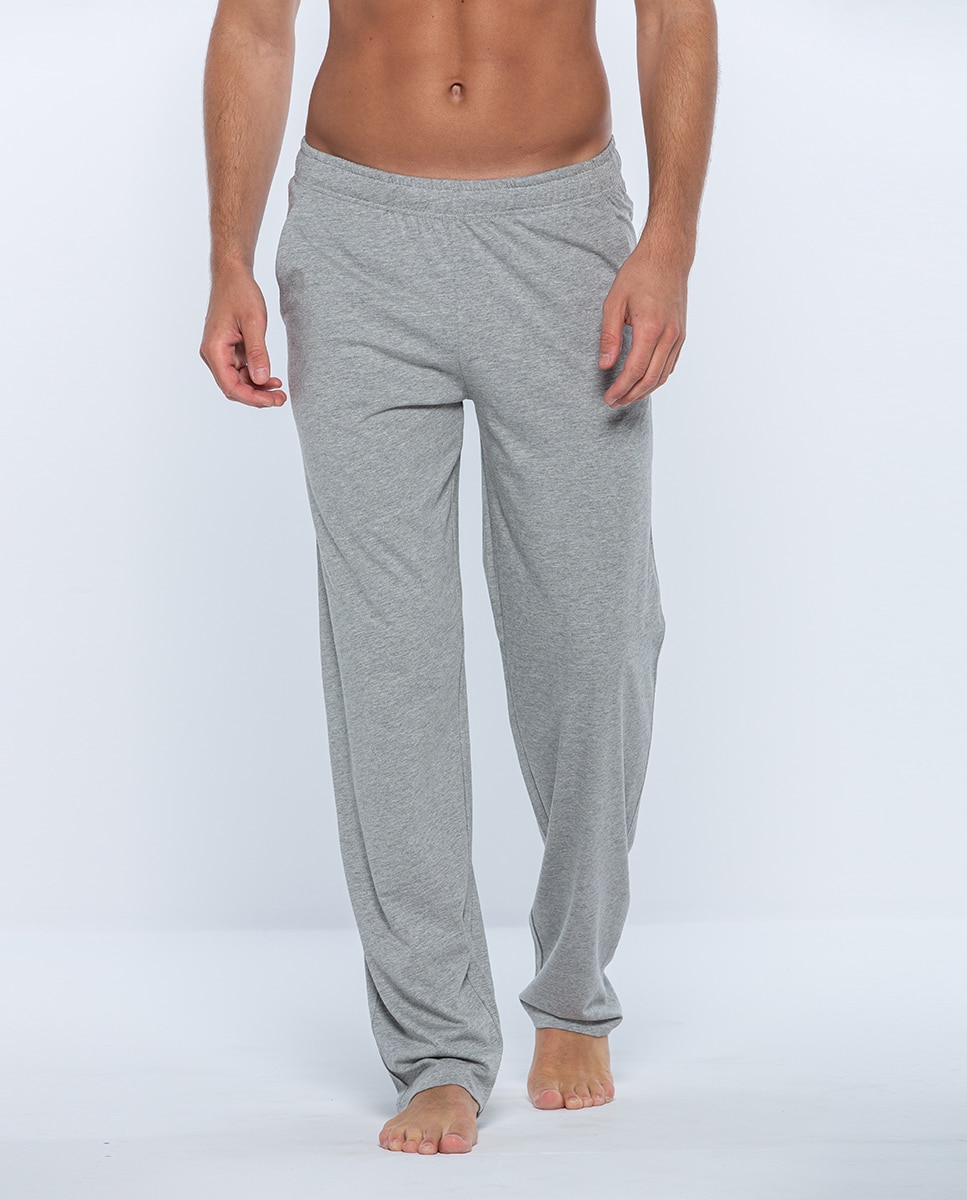 Calças de Pijama Compridas de Malha Cinzento-1