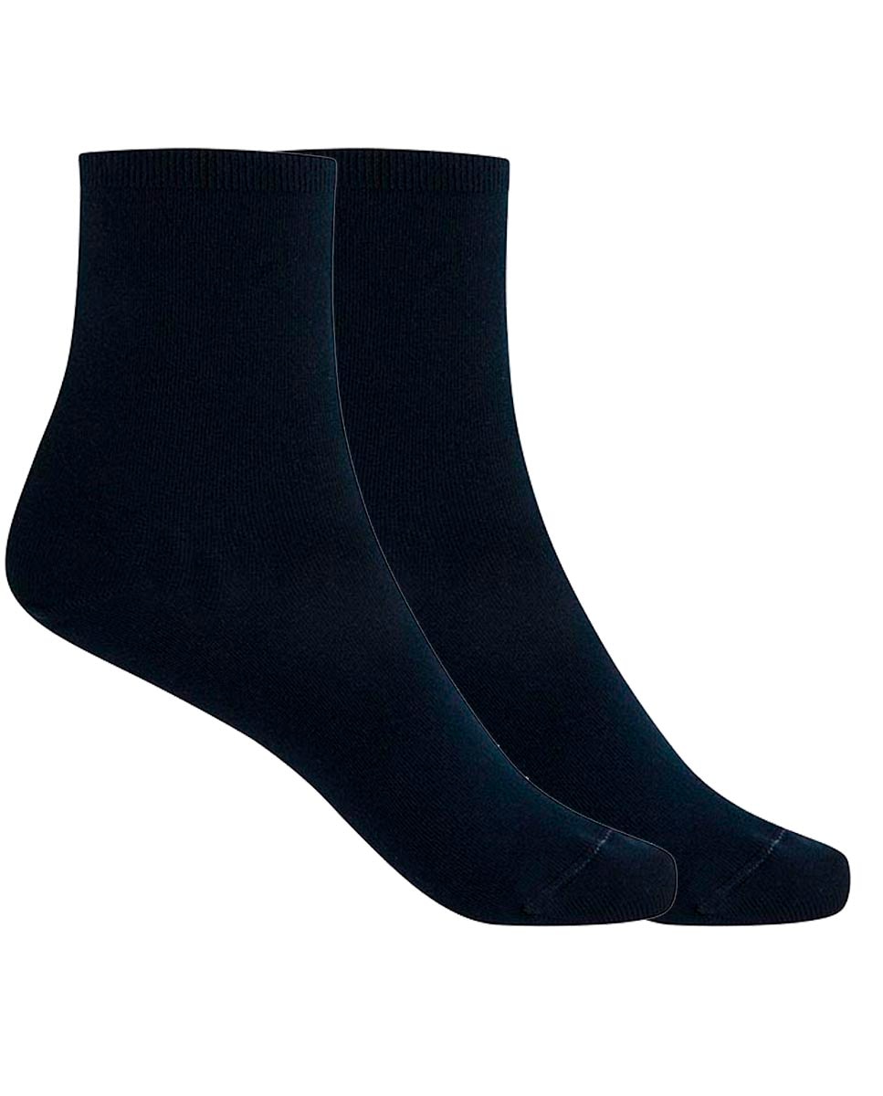 Pack de 2 Pares de Meias de Modal Pelo Tornozelo Lisas Azul-marinho-1