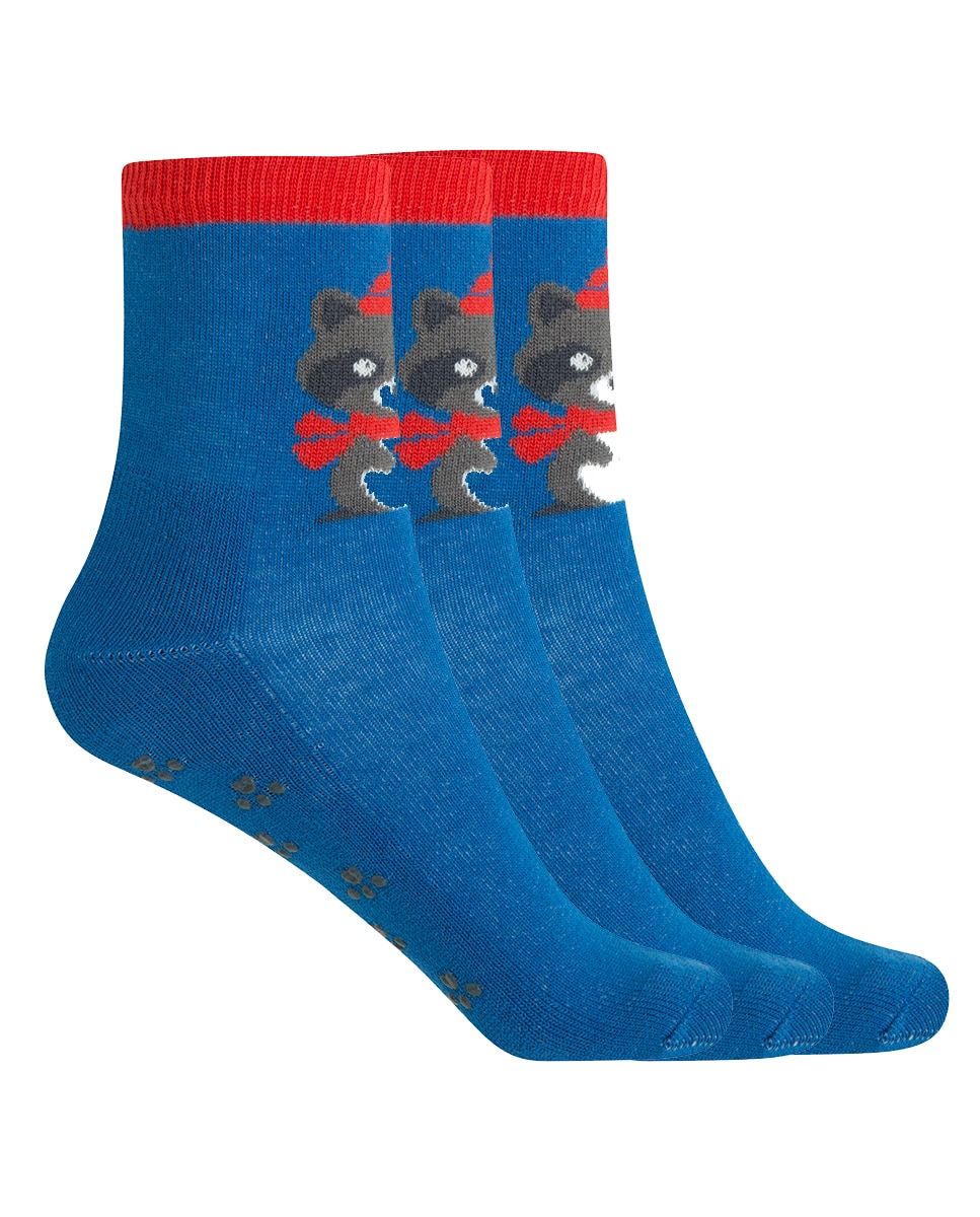 Pack de 3 Pares de Meias de Algodão Antiderrapantes Punto Blanco Azul-1