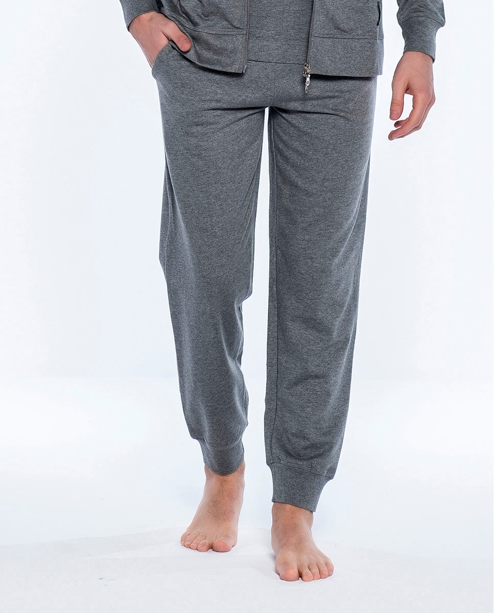 Calças de Pijama Compridas de Malha Cinzento-1