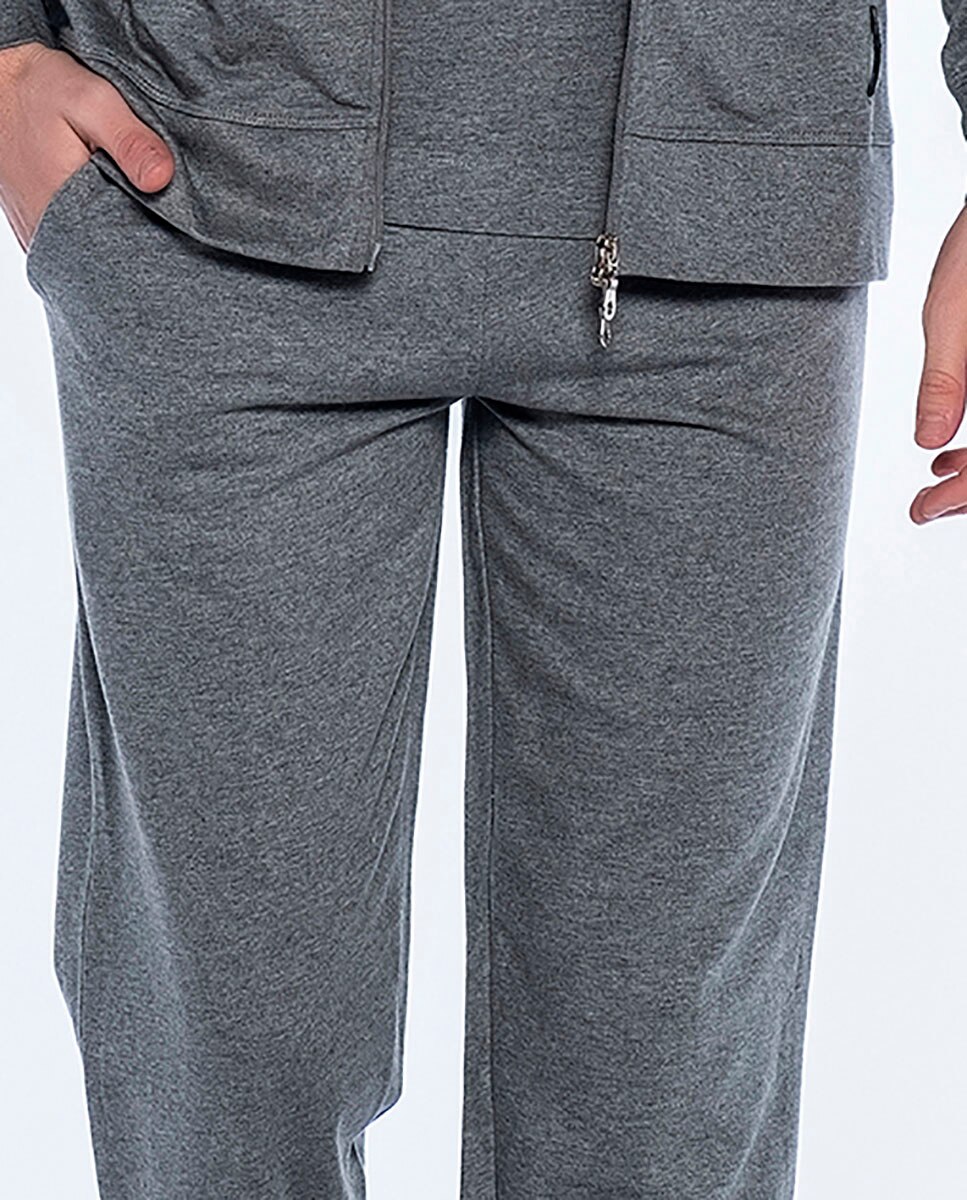 Calças de Pijama Compridas de Malha Cinzento-3