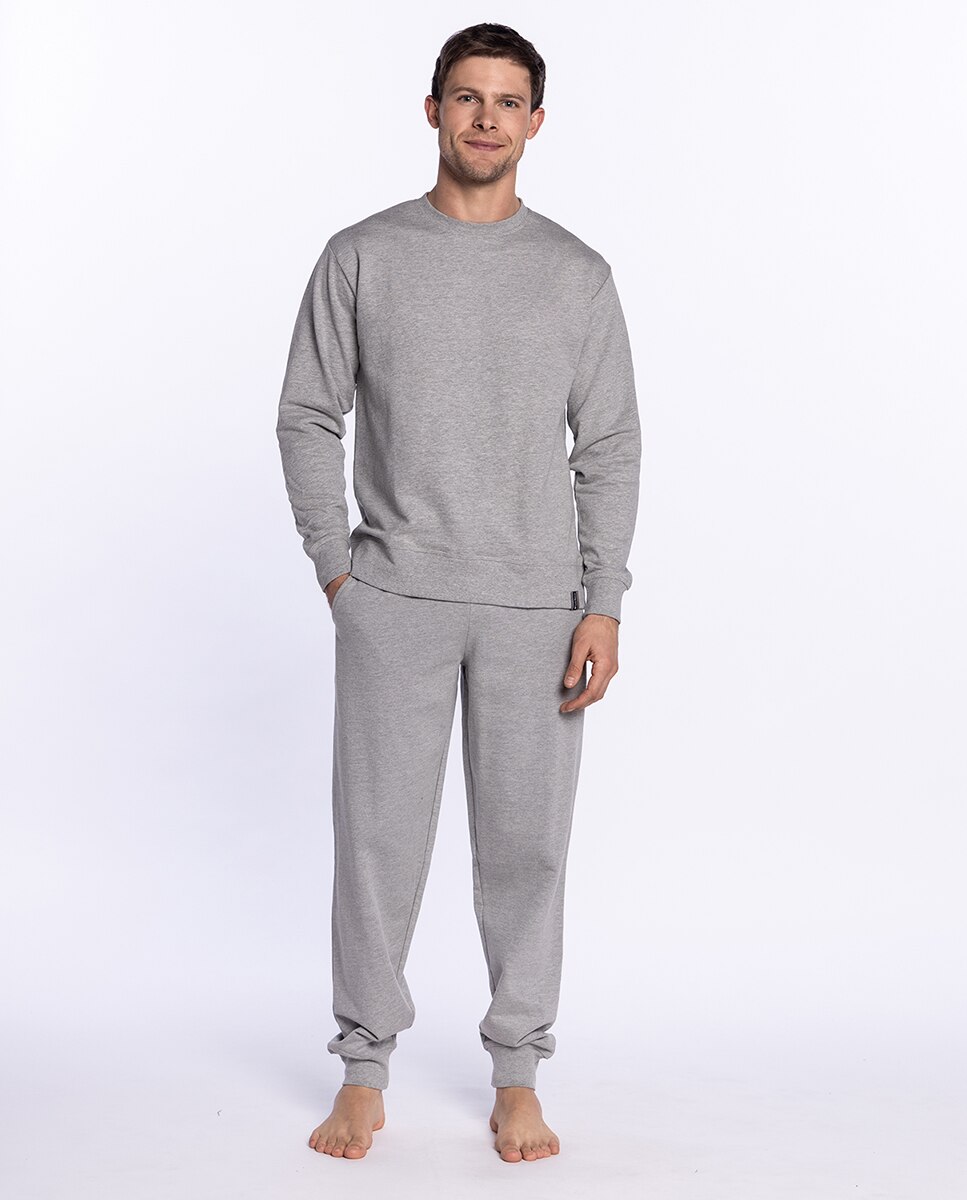 T-shirt de Pijama de Malha Cinzento-claro-4