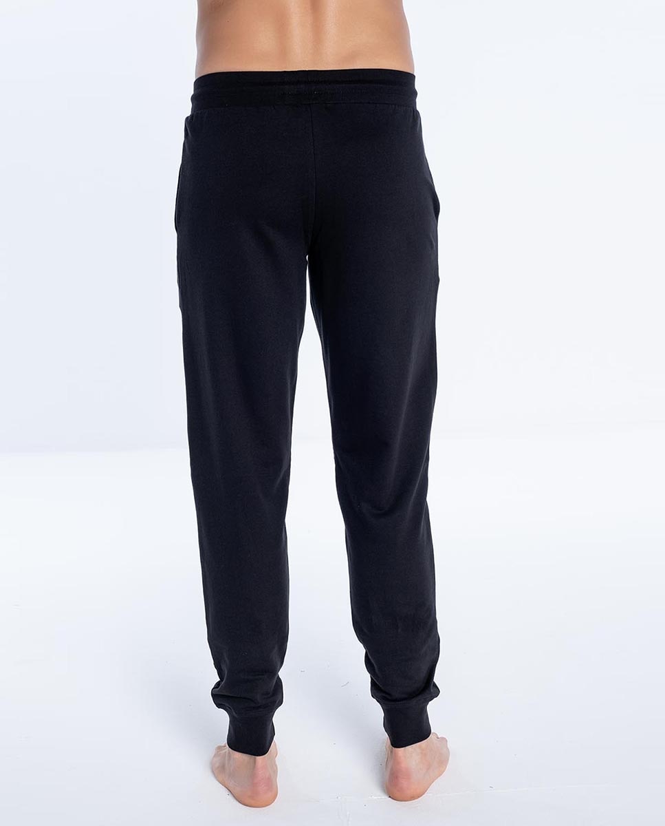 Calças de Pijama Compridas de Malha Preto-2