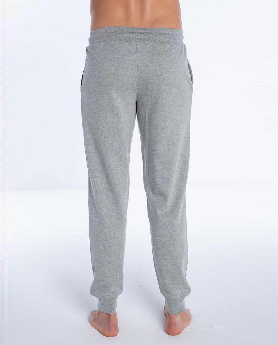 Calças de Pijama Comprido de Malha Cinzento-2