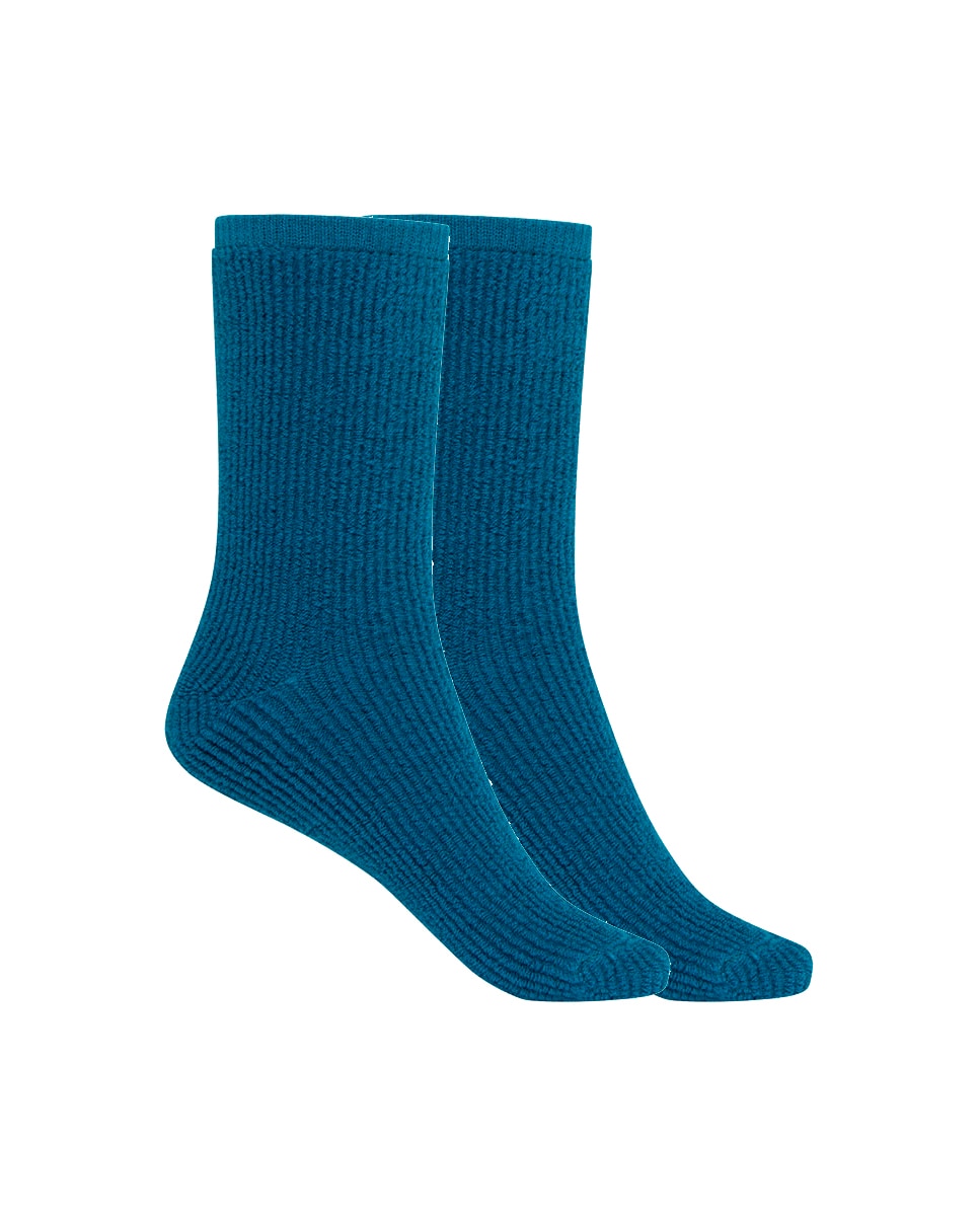 Pack de 2 Pares de Meias de Orlón com Felpa Exterior Azul Royal-1