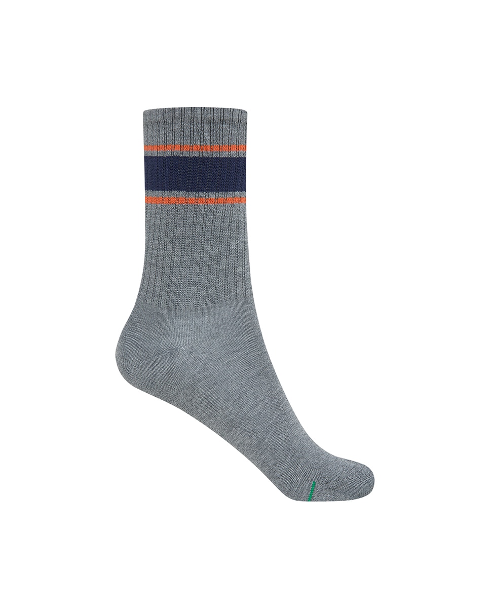 Pack de 3 Pares de Meias Desportivas de Algodão com Riscas e Punho Americano Multicolor-2