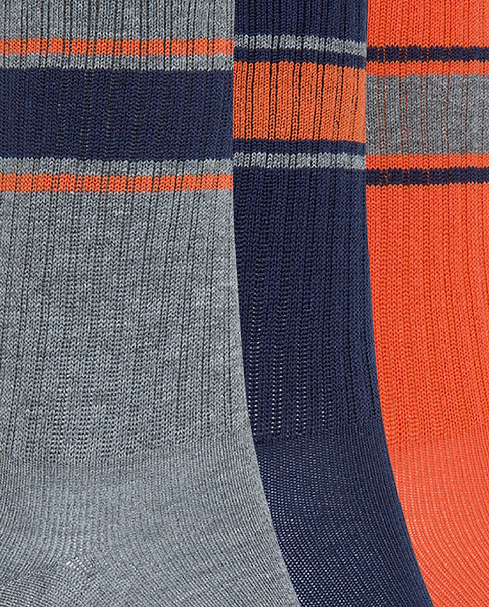 Pack de 3 Pares de Meias Desportivas de Algodão com Riscas e Punho Americano Multicolor-5