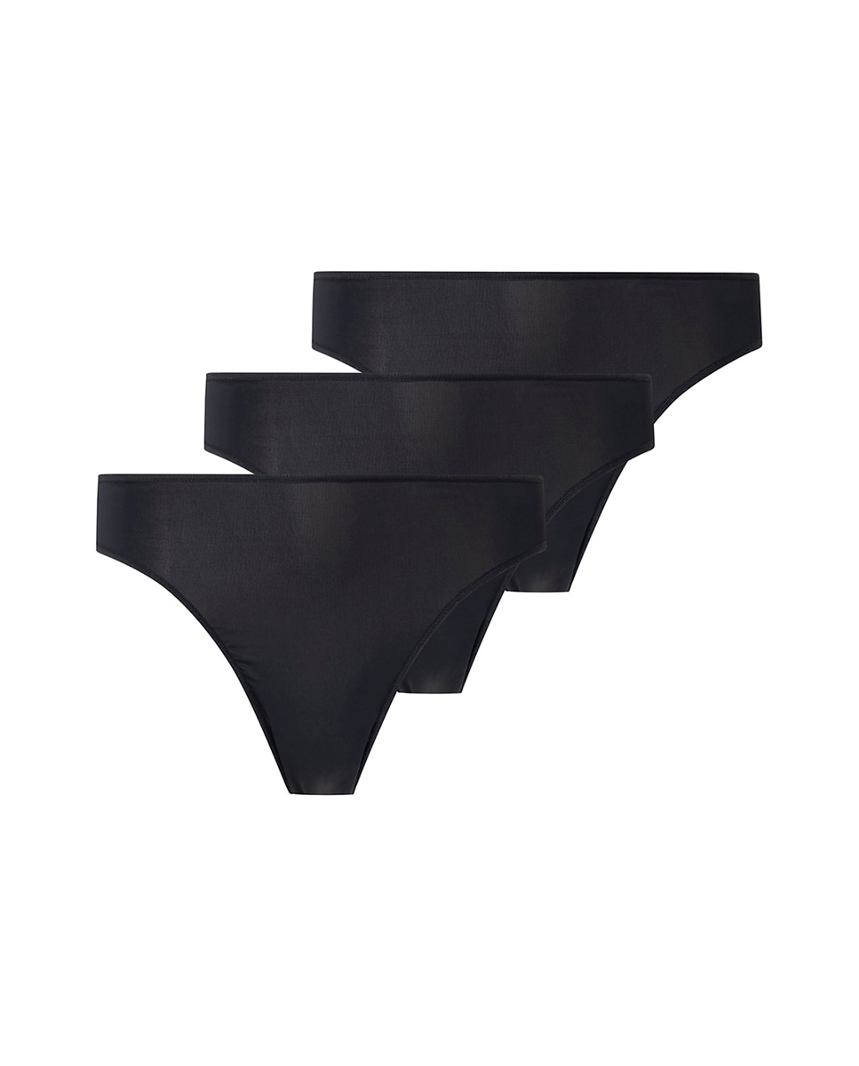 Pack de 3 Tangas de Microfibra Lisa Preto-5