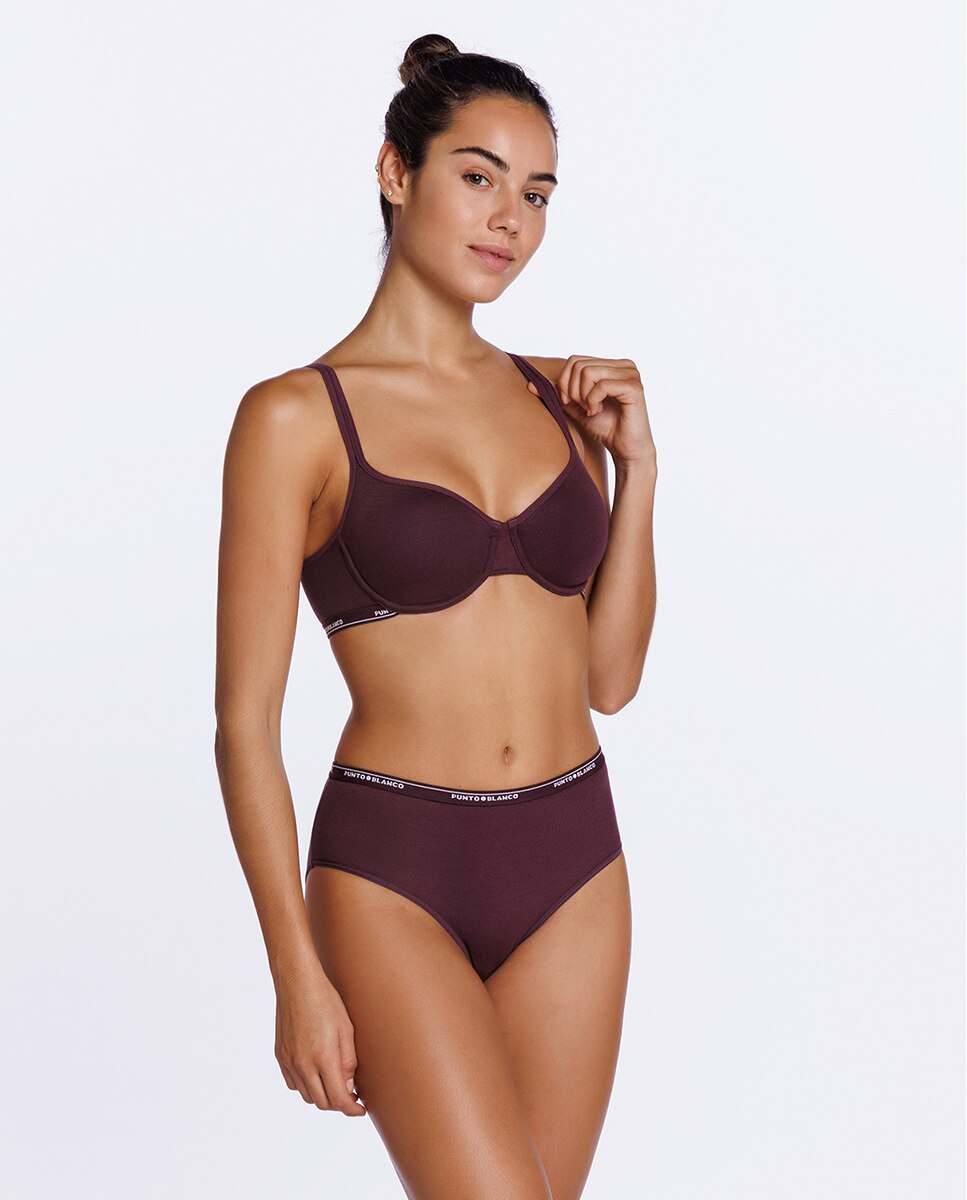 Soutien de Algodão Elástico com Goma Logotipo Grená-4