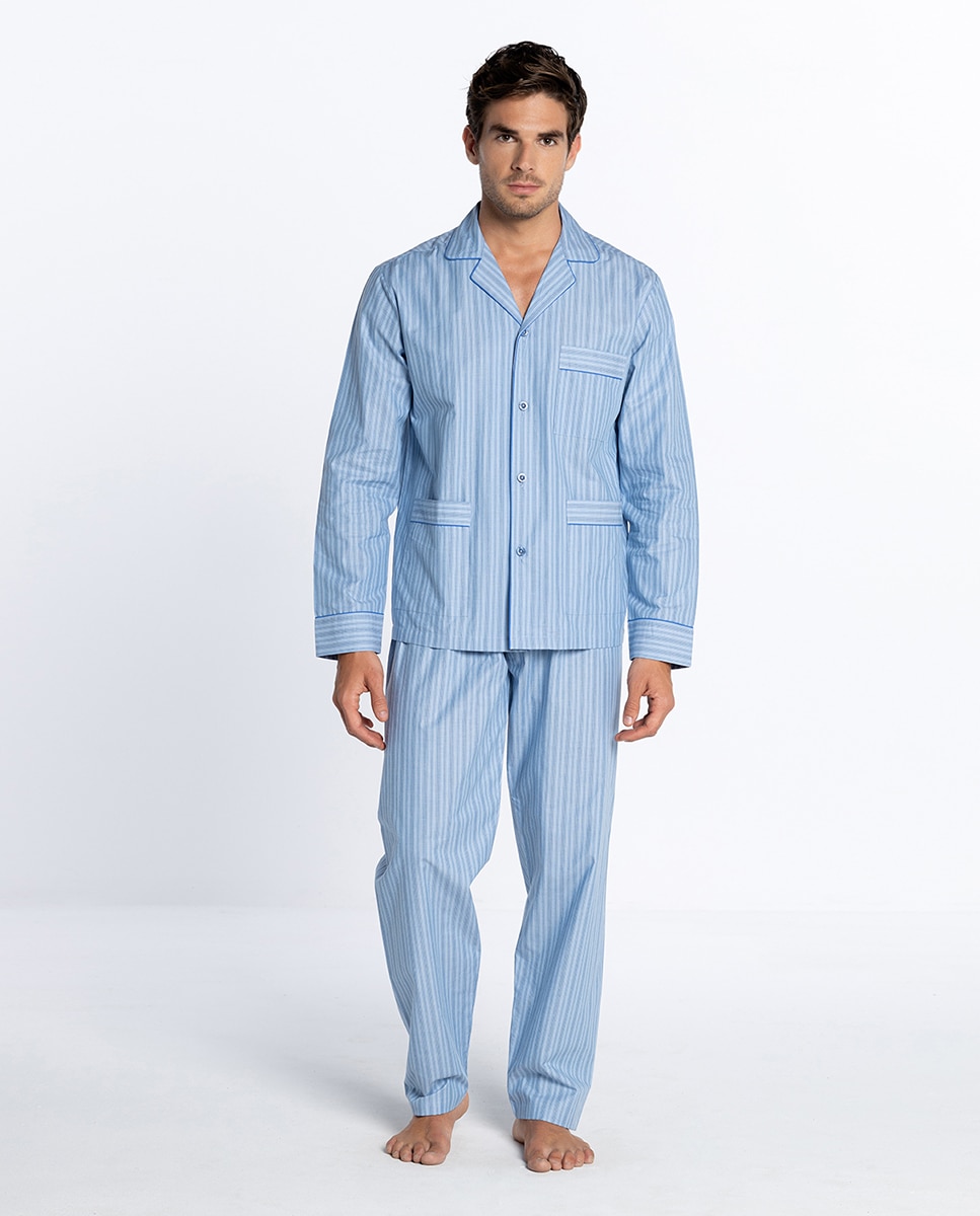 Pijama Completo de Tecido Azul-celeste-1
