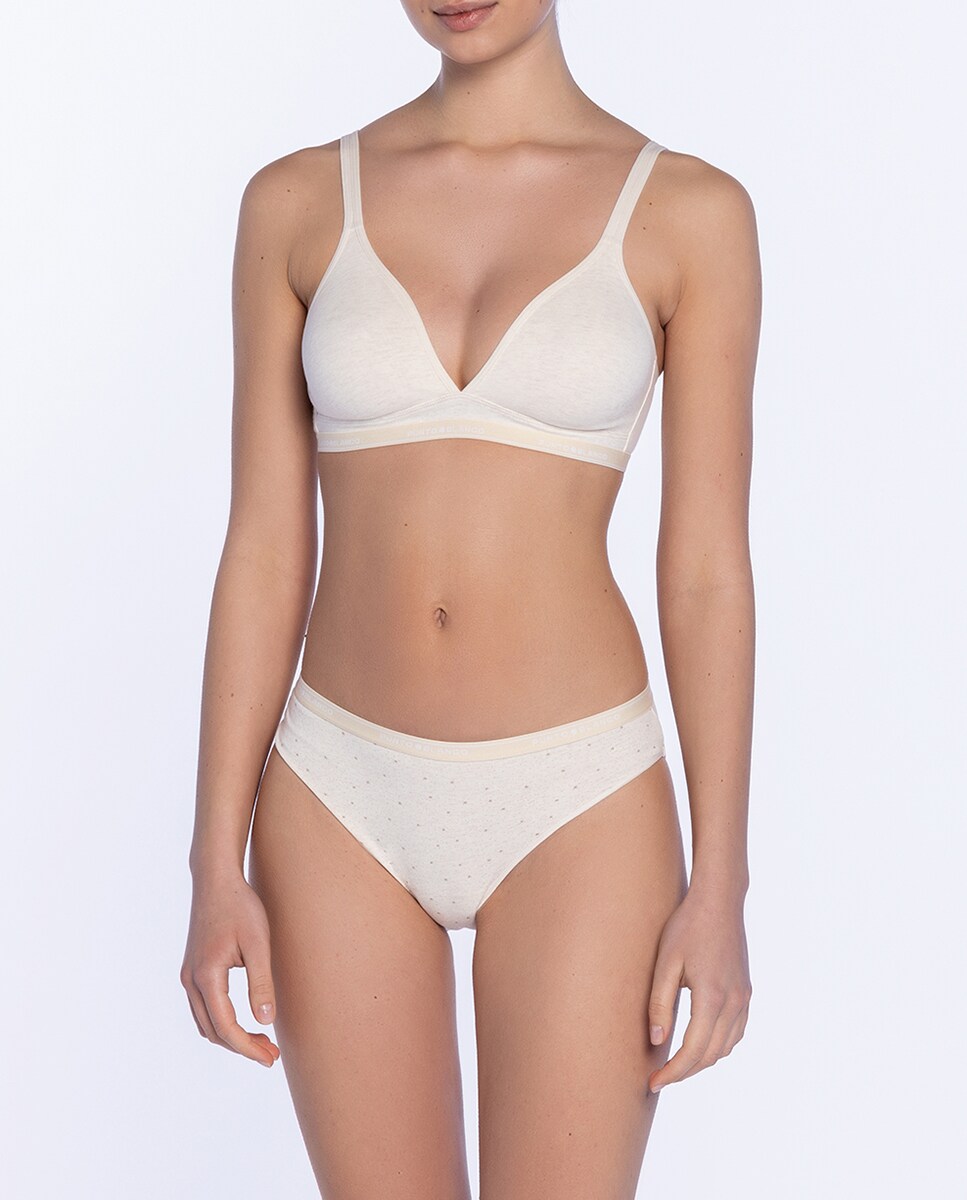 Soutien Básico de Algodão Bege-4