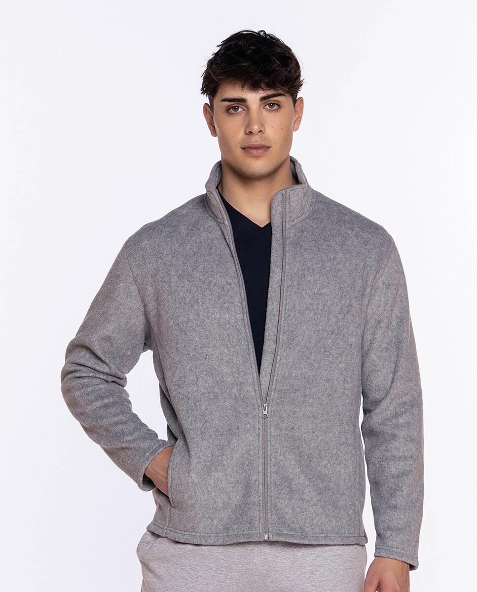 Casaco com Fecho Zip Cinzento-1