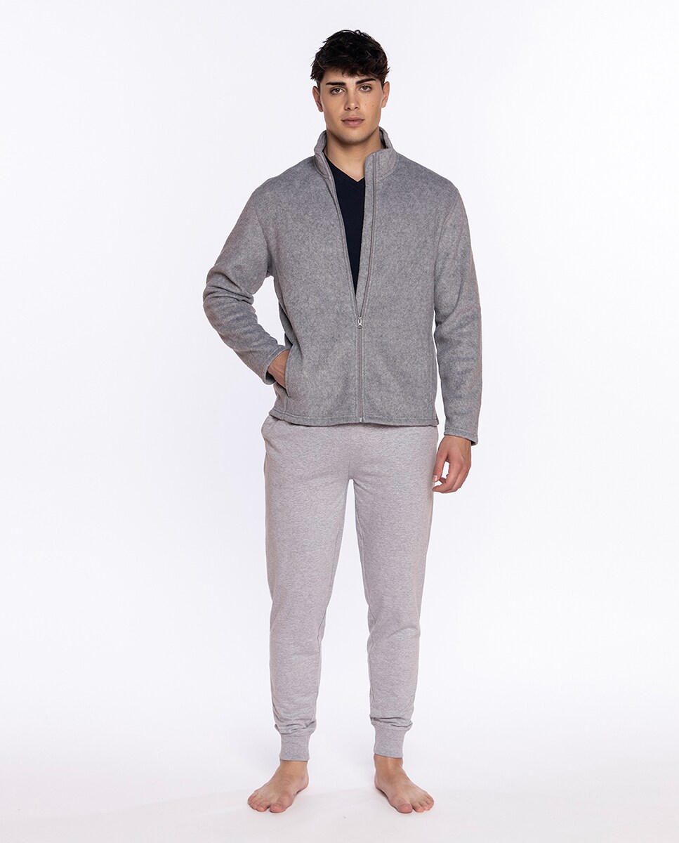 Casaco com Fecho Zip Cinzento-4
