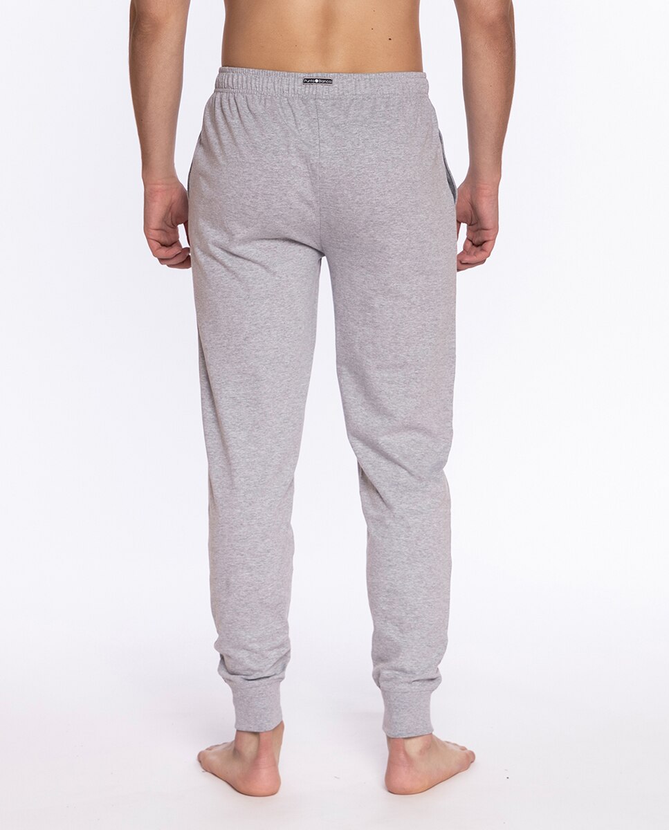 Calças de Pijama Comprido de Malha Cinzento-2