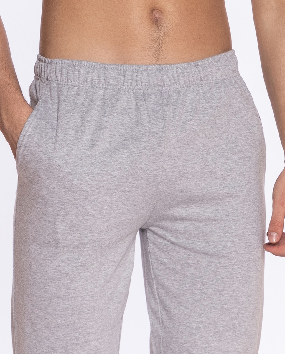 Calças de Pijama Comprido de Malha Cinzento-3