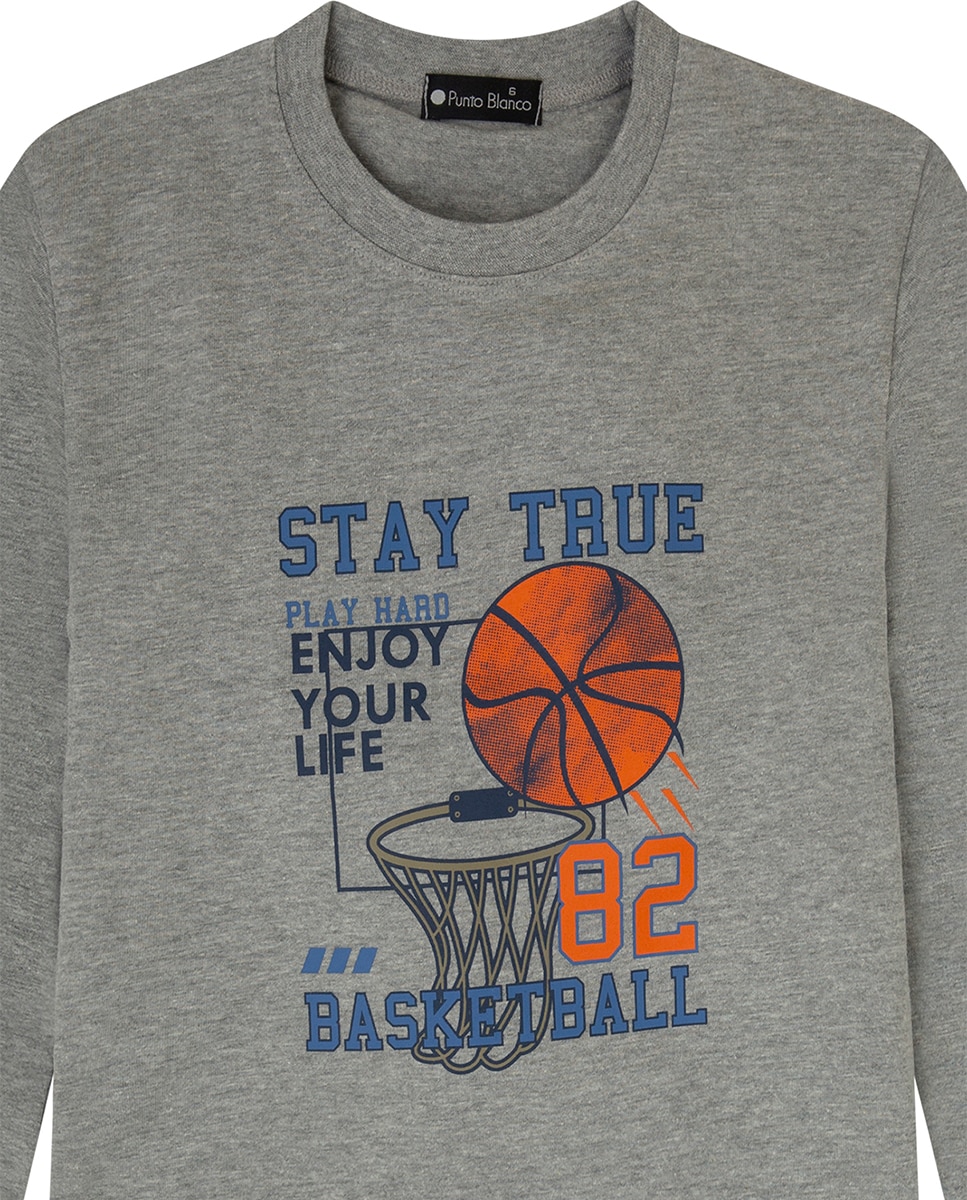 Pijama Comprido de Algodão Cinzento-Claro Cinzento-claro-3