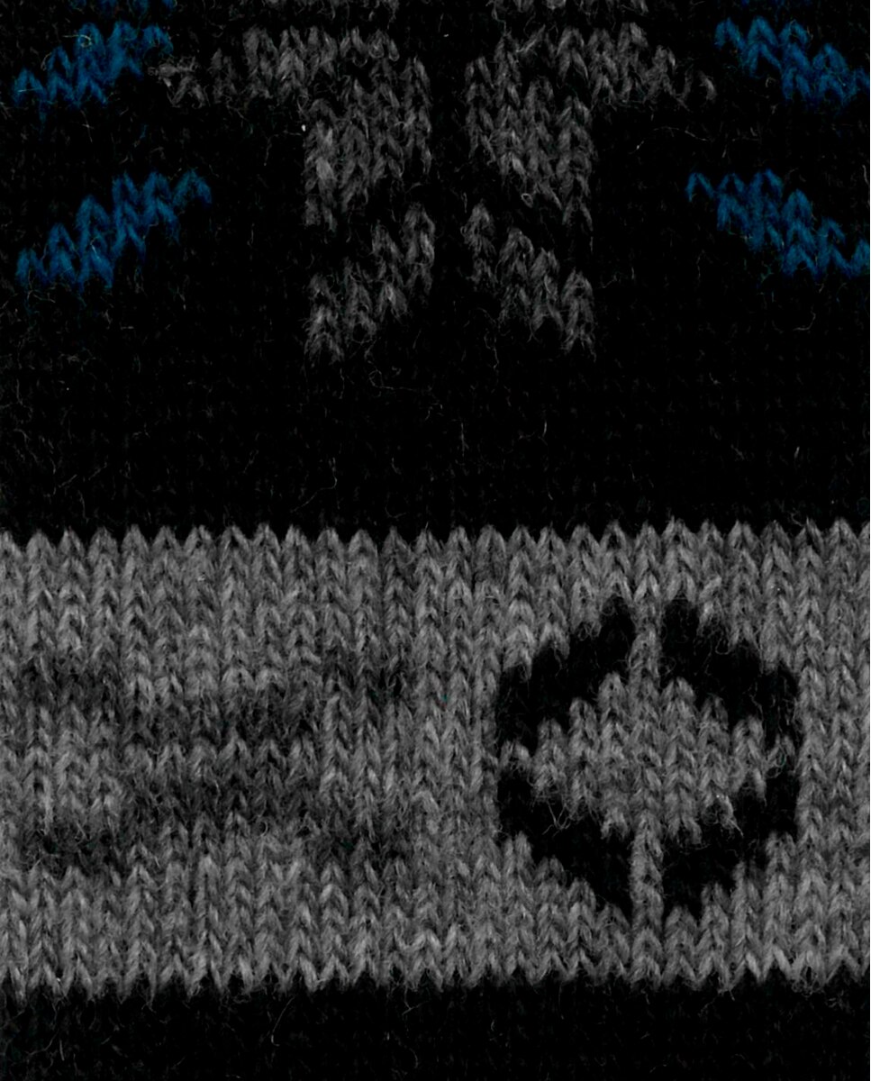 Meias de Lambswool com Rebordo Decorativo Nórdico em Preto Preto-2