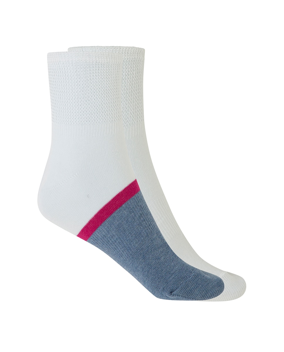 Pack de 2 Pares de Meias Desportivas Semi-lisas Branco-1