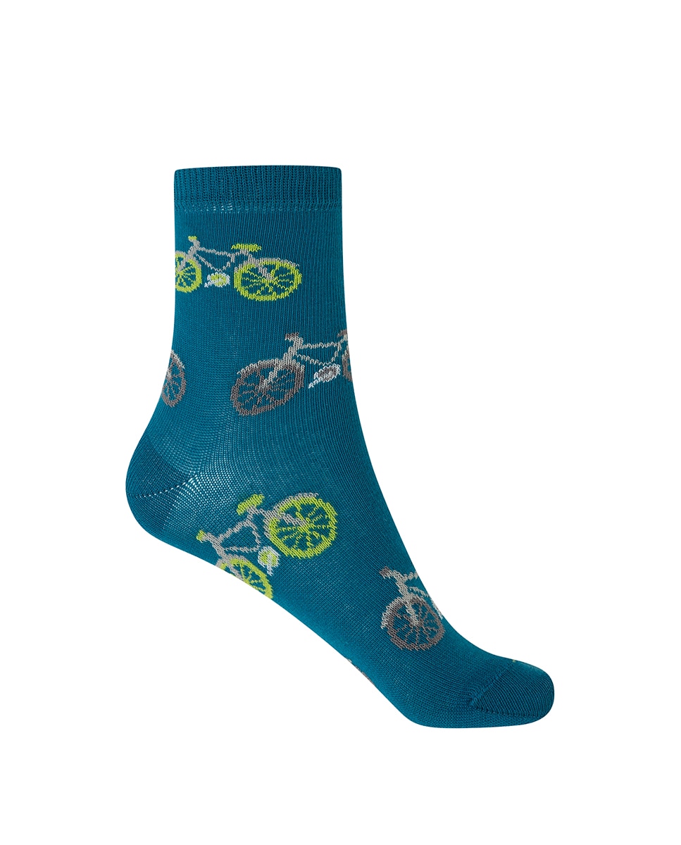 Pack de 2 Pares de Meias Infantis de Algodão com Cão e Bicicleta Punto Blanco Azul-3