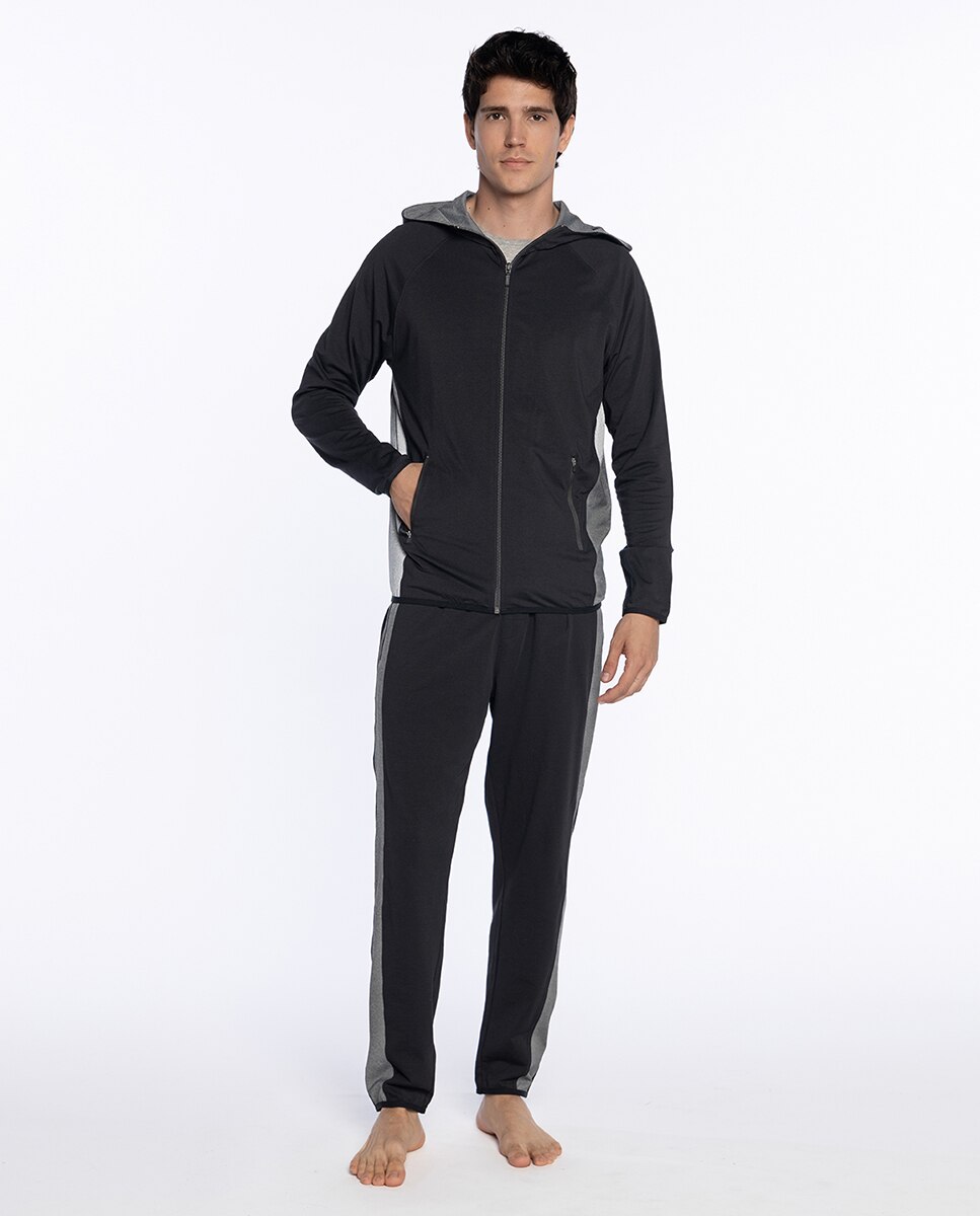 Calças de Pijama Compridas de Malha Preto / Cinzento-4