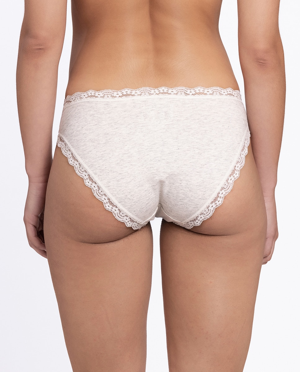 Pack de 2 Cuecas de Algodão com Renda Cinzento-2