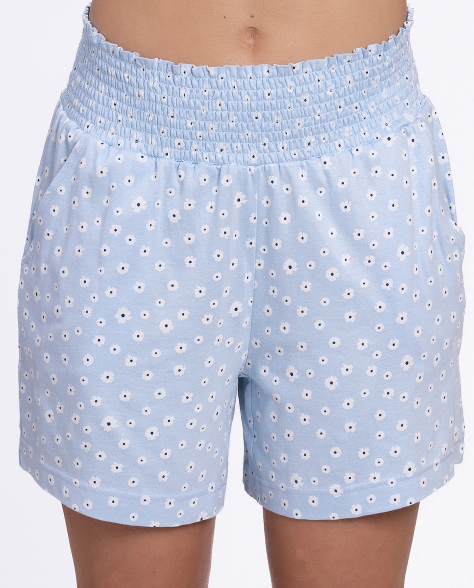 Pijama Curto de Bambu Estampado Azul-claro-3