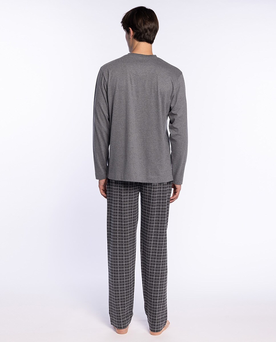 Pijama Comprido de Malha Cinzento-2