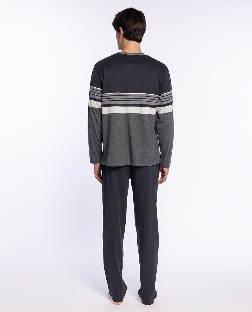 Pijama Comprido de Malha Cinzento-escuro-2
